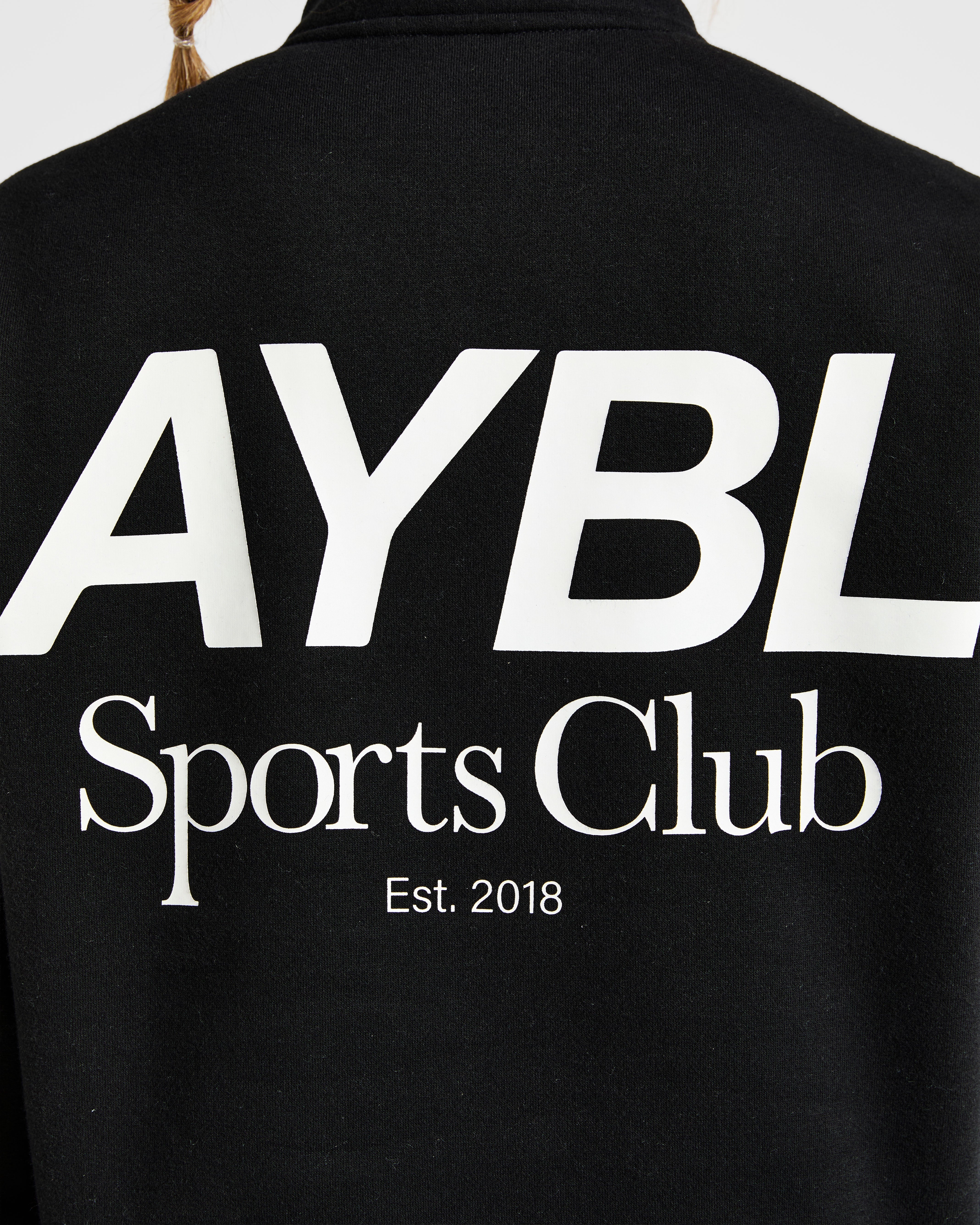 Sports Club Oversized 1/4 Zip Pullover - Black/White