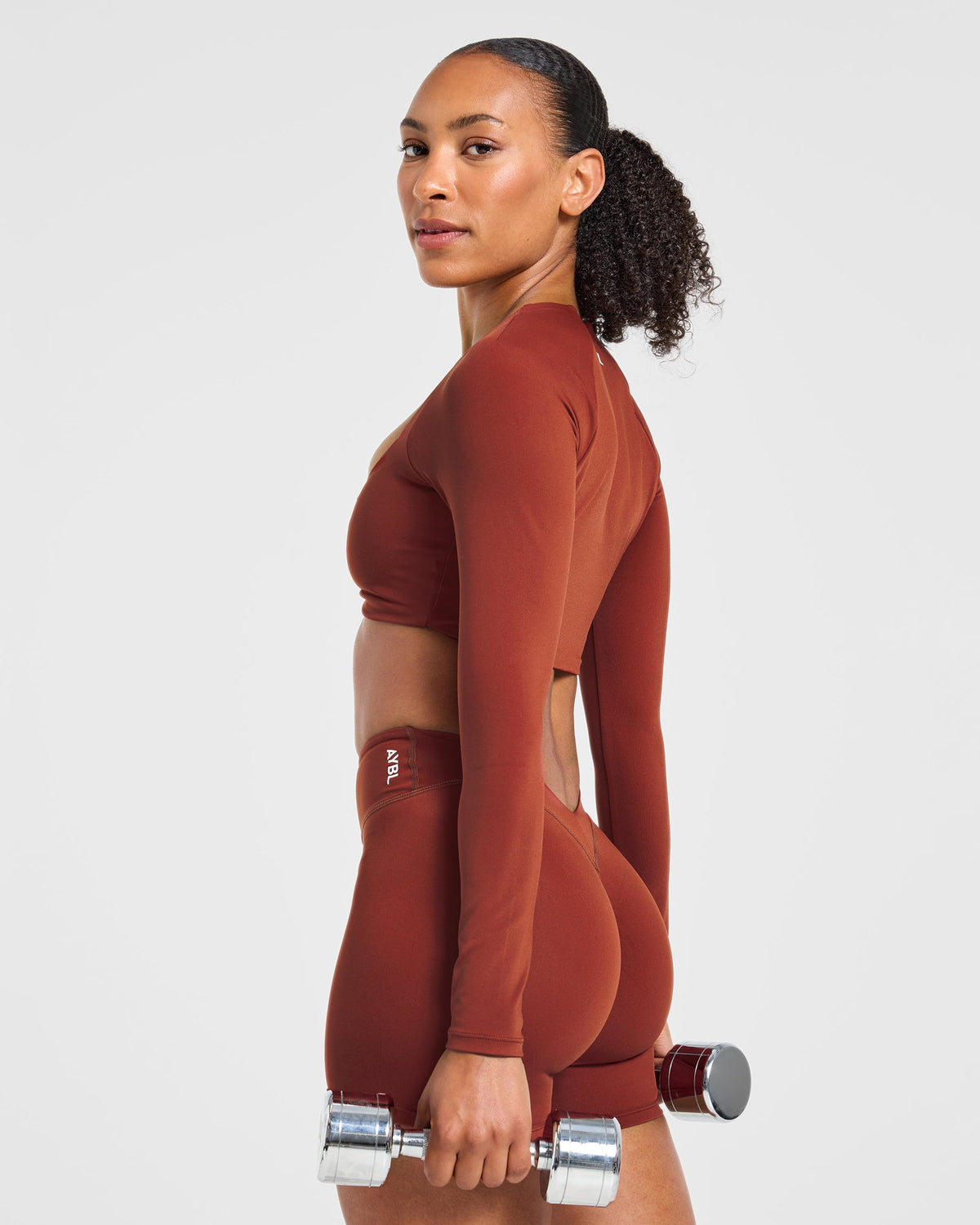 Physique Long Sleeve Crop Top - Deep Auburn