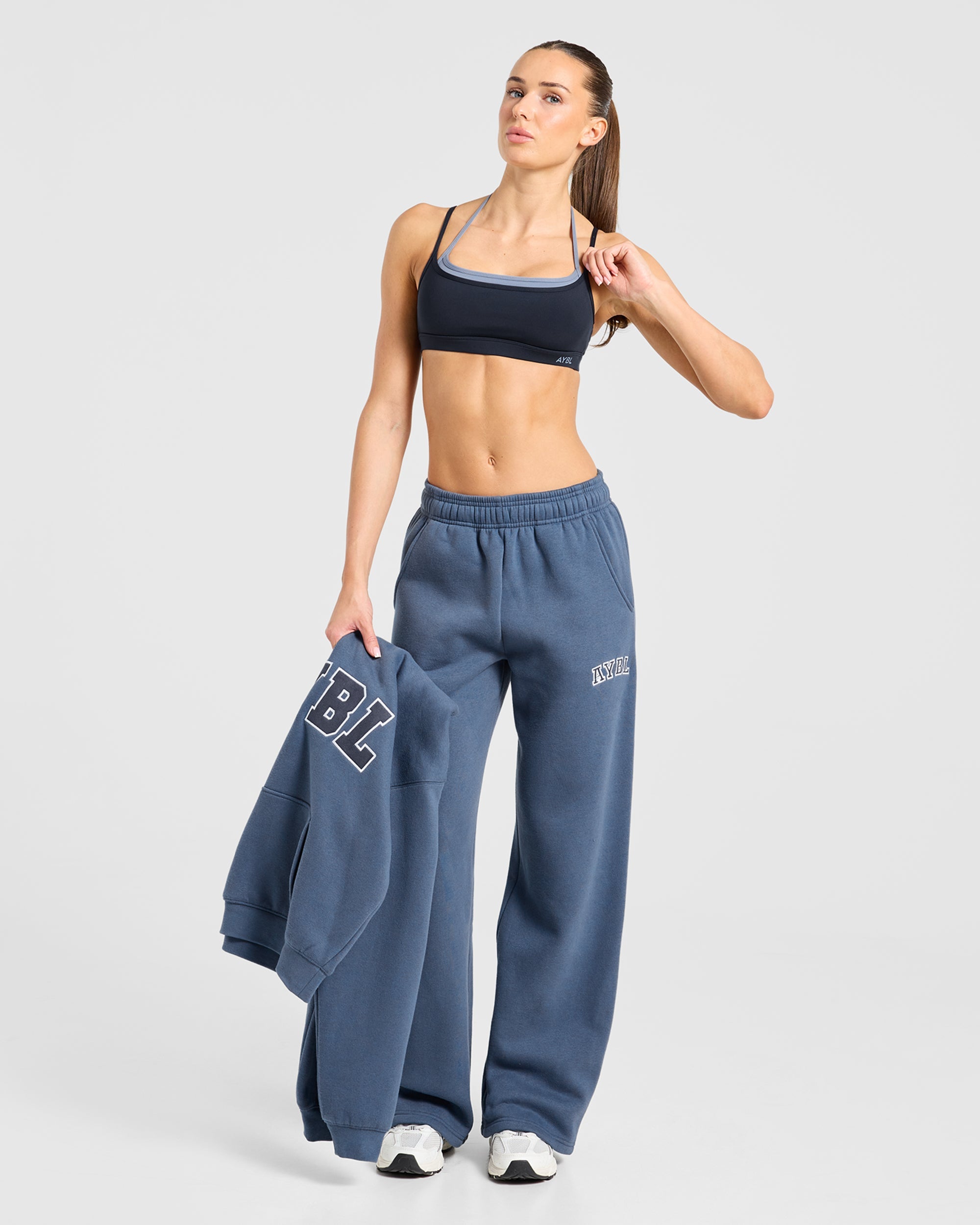 Varsity 2.0 Oversized Straight Leg Joggers - Denim Blue