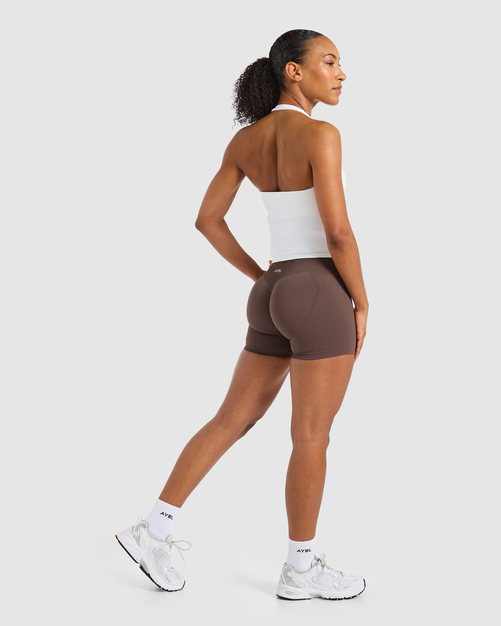 Enhance Seamless Halterneck Top - White