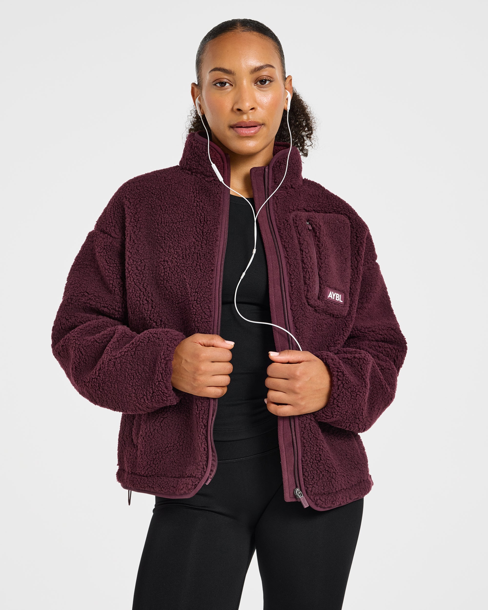 Signature Zip Up Fleece Jacket - Dusty Plum