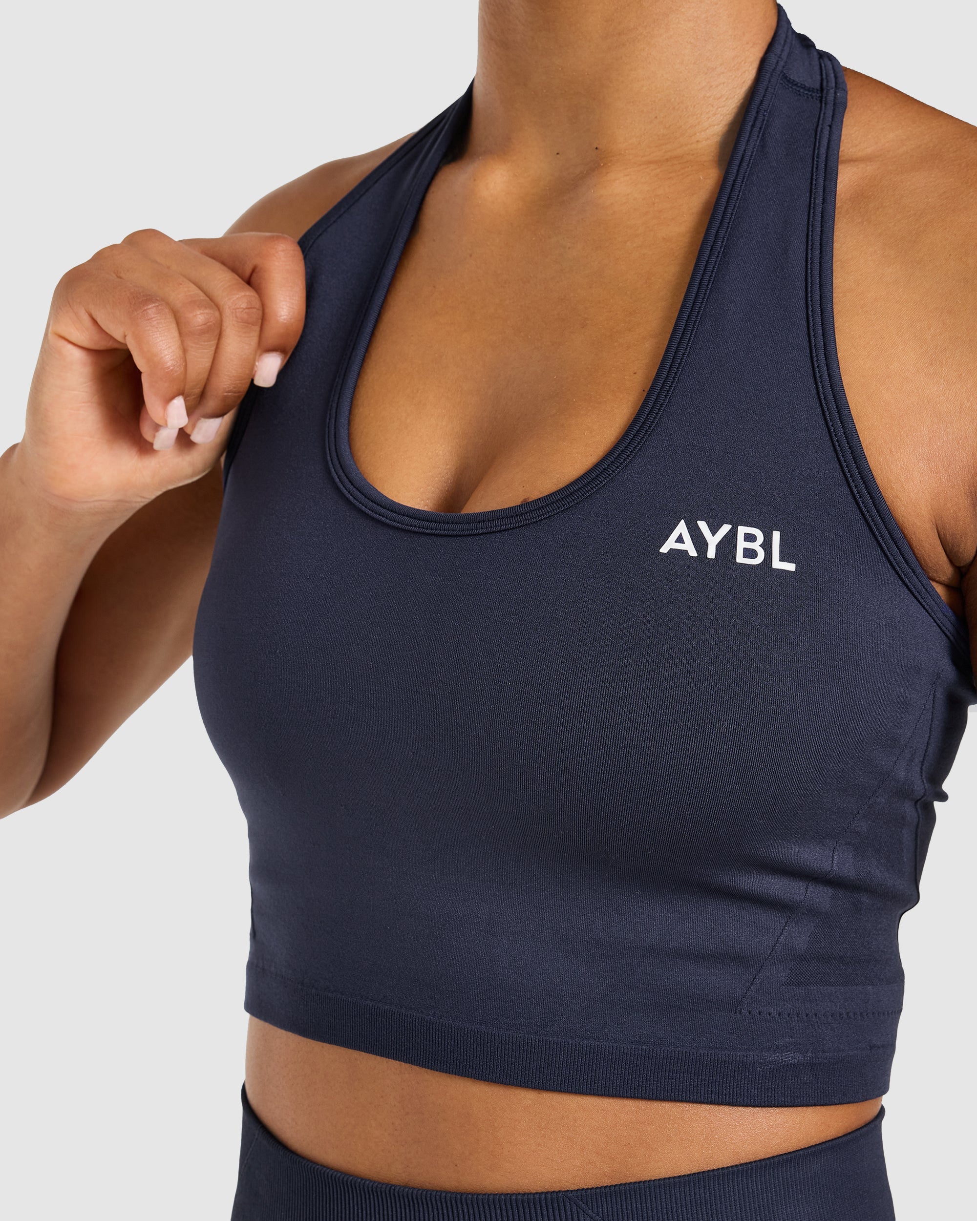 Empower Seamless Halterneck Crop Top - Navy