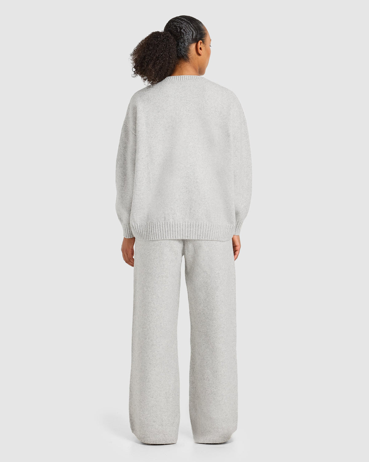 Varsity Oversized Knitted Joggers - Grey Marl/Burgundy