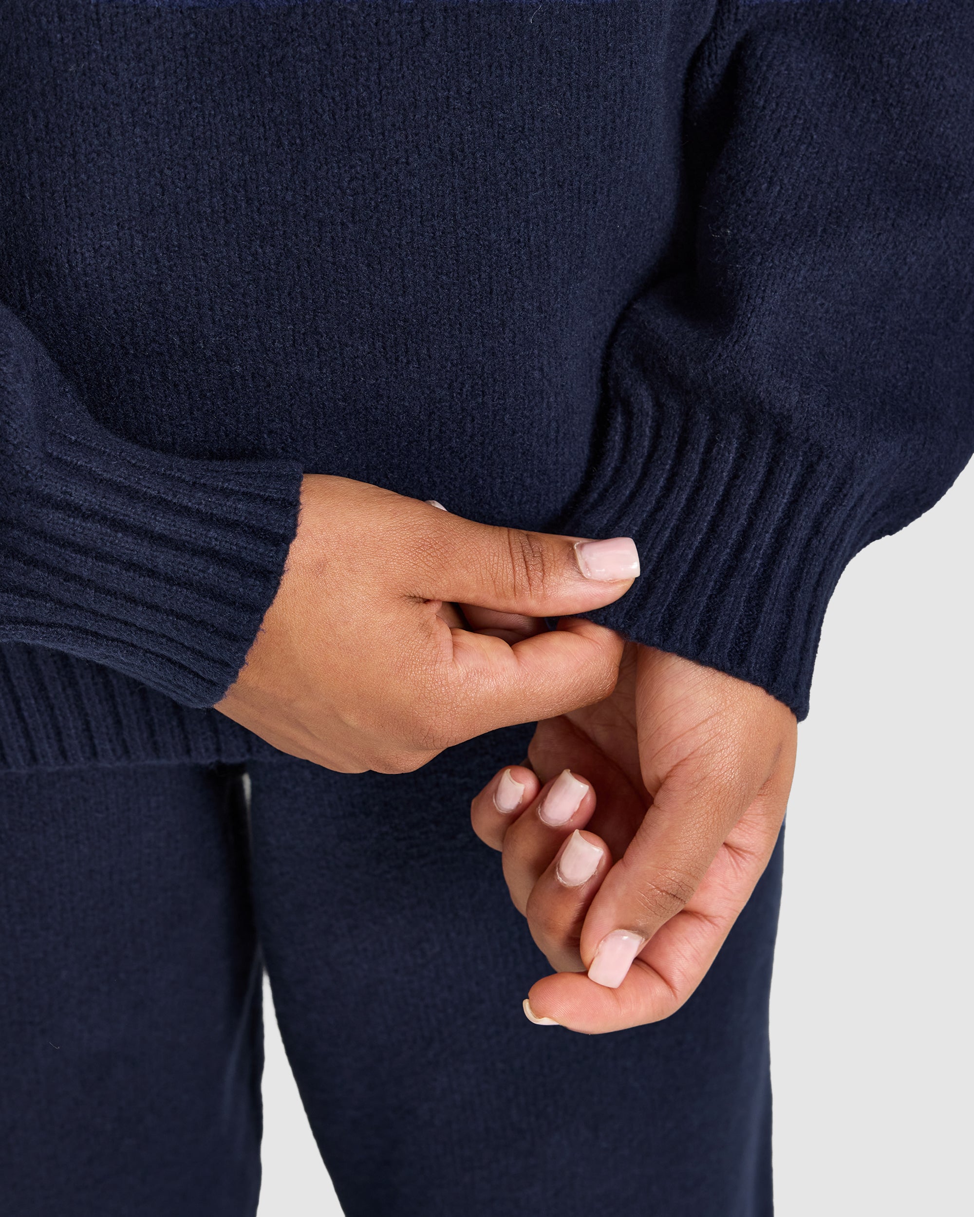 Varsity Oversized Knitted 1/4 Zip Pullover - Navy