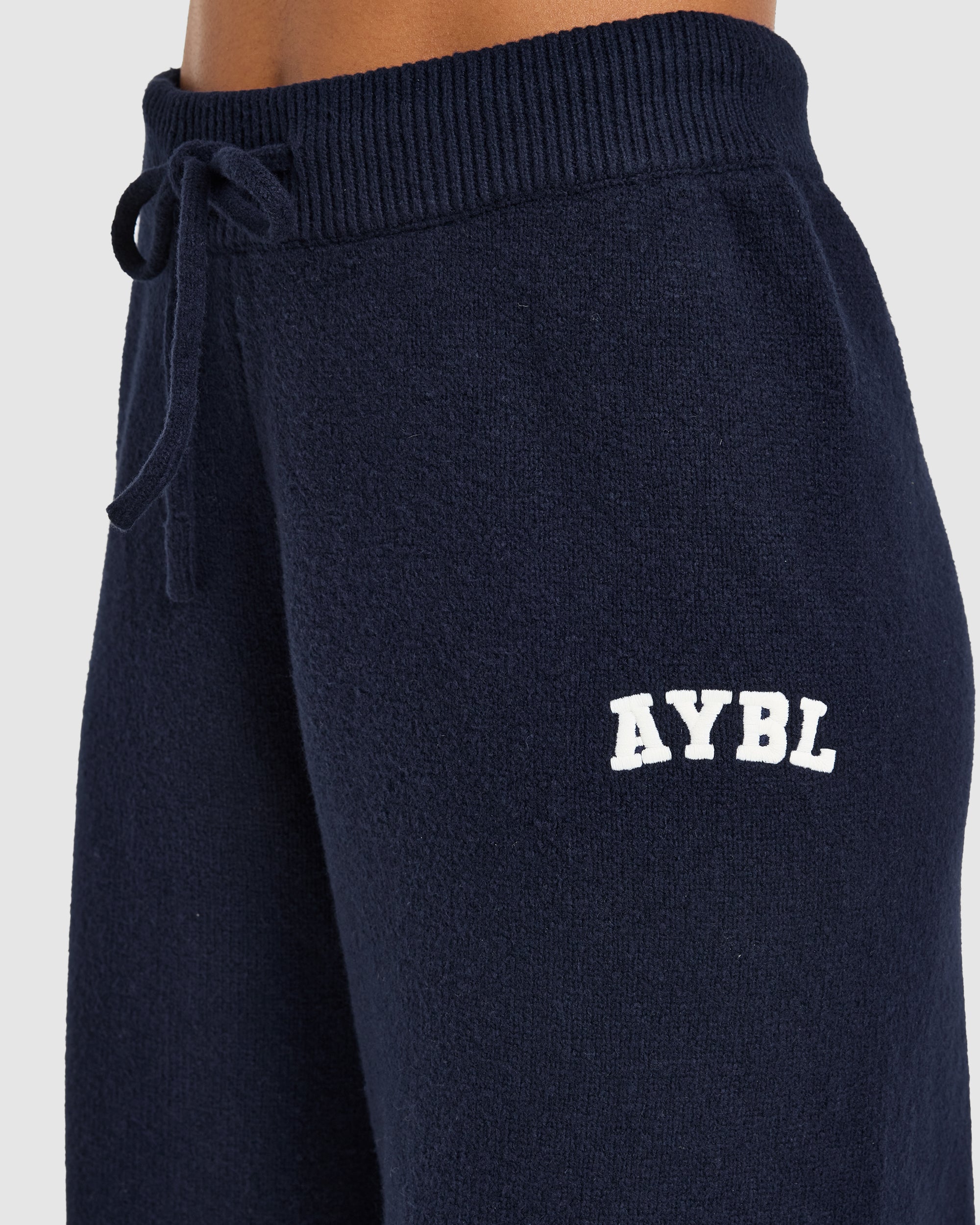 Varsity Oversized Knitted Joggers - Navy