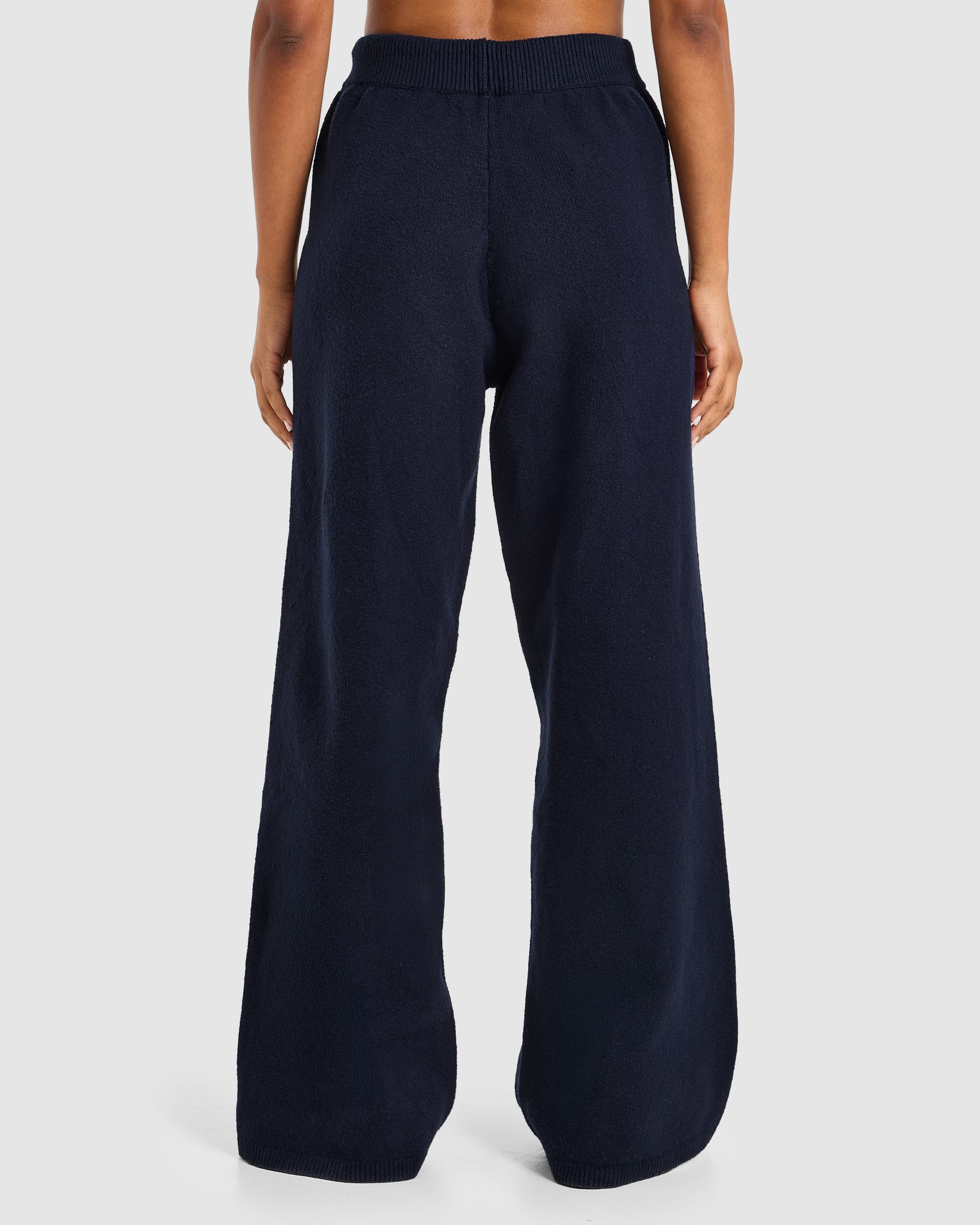 Varsity Oversized Knitted Joggers - Navy