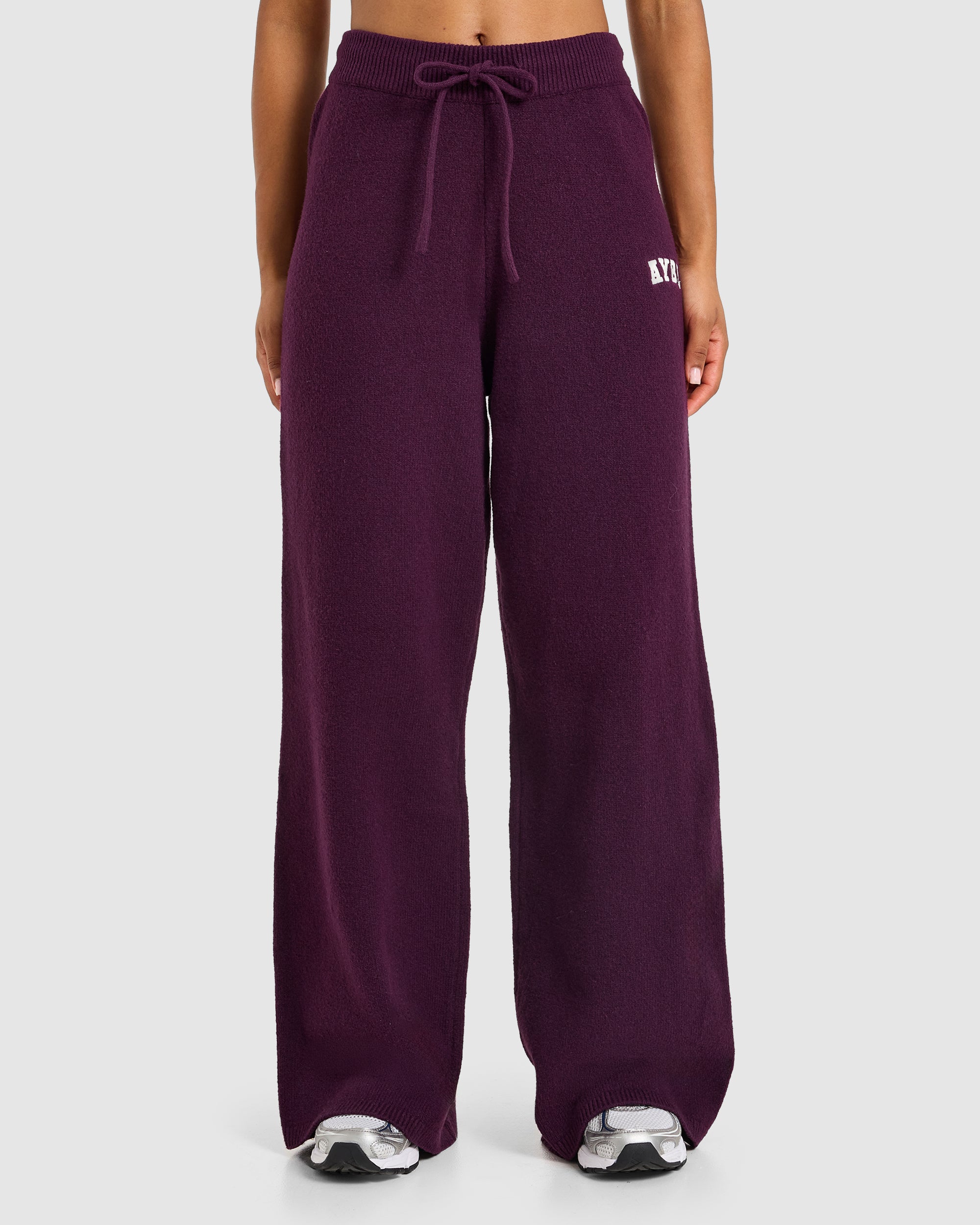 Varsity Oversized Knitted Joggers - Charcoal