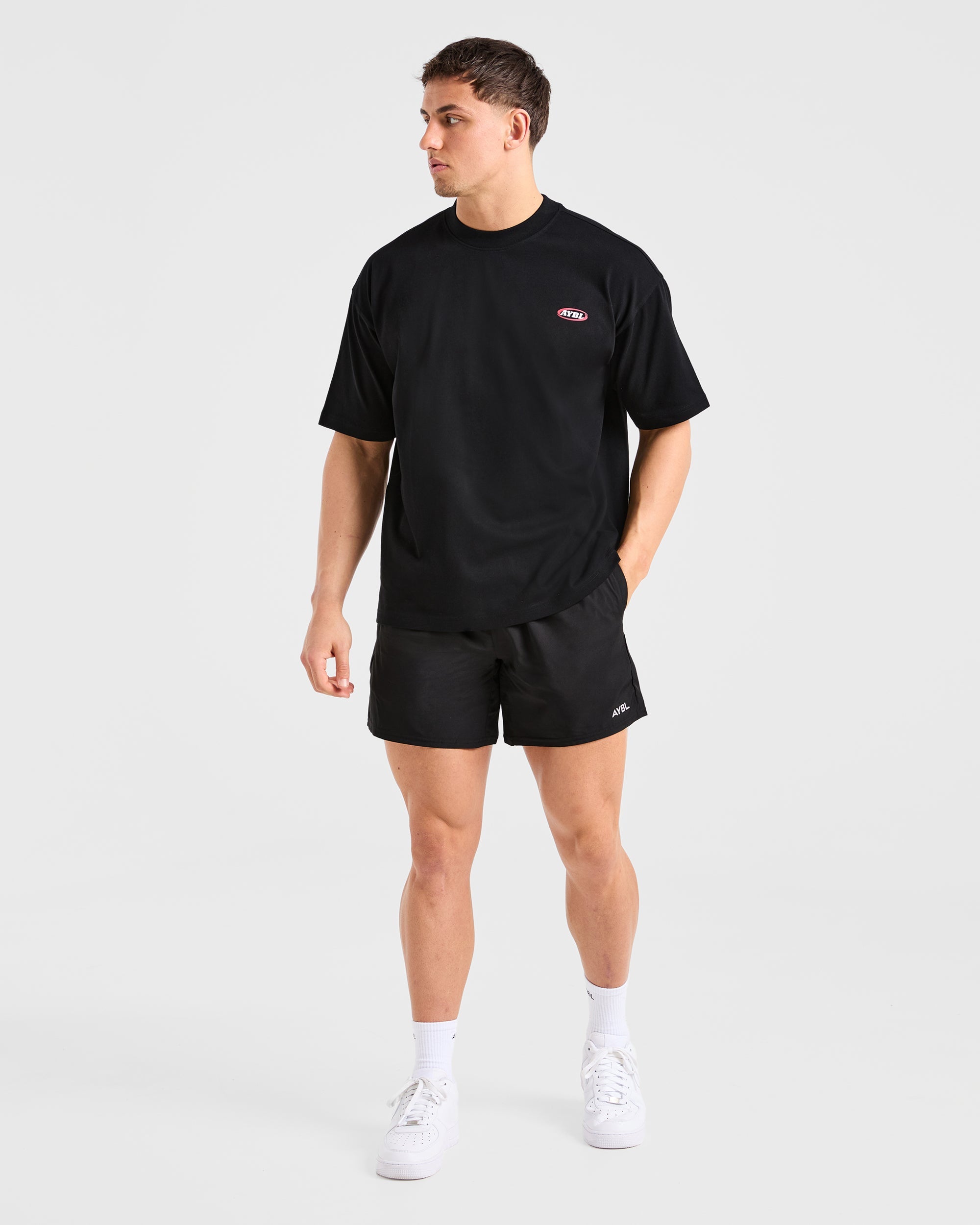 Athletics Script Oversized T Shirt - Black