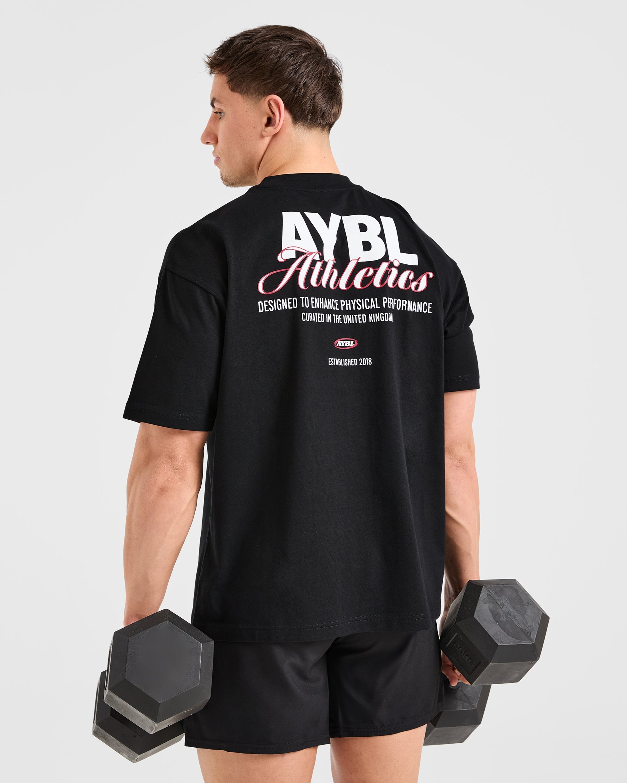 Athletics Script Oversized T Shirt - Black