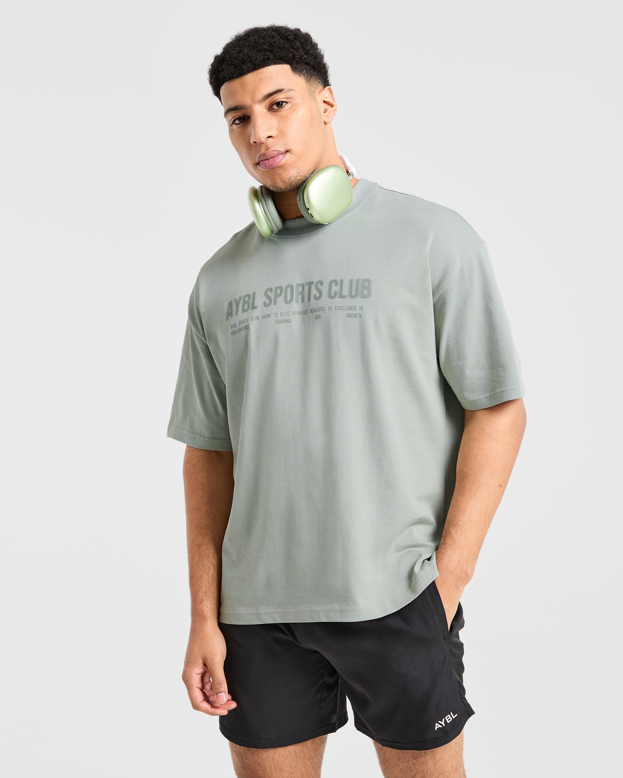 Sports Club Dot Oversized T Shirt - Green Mist