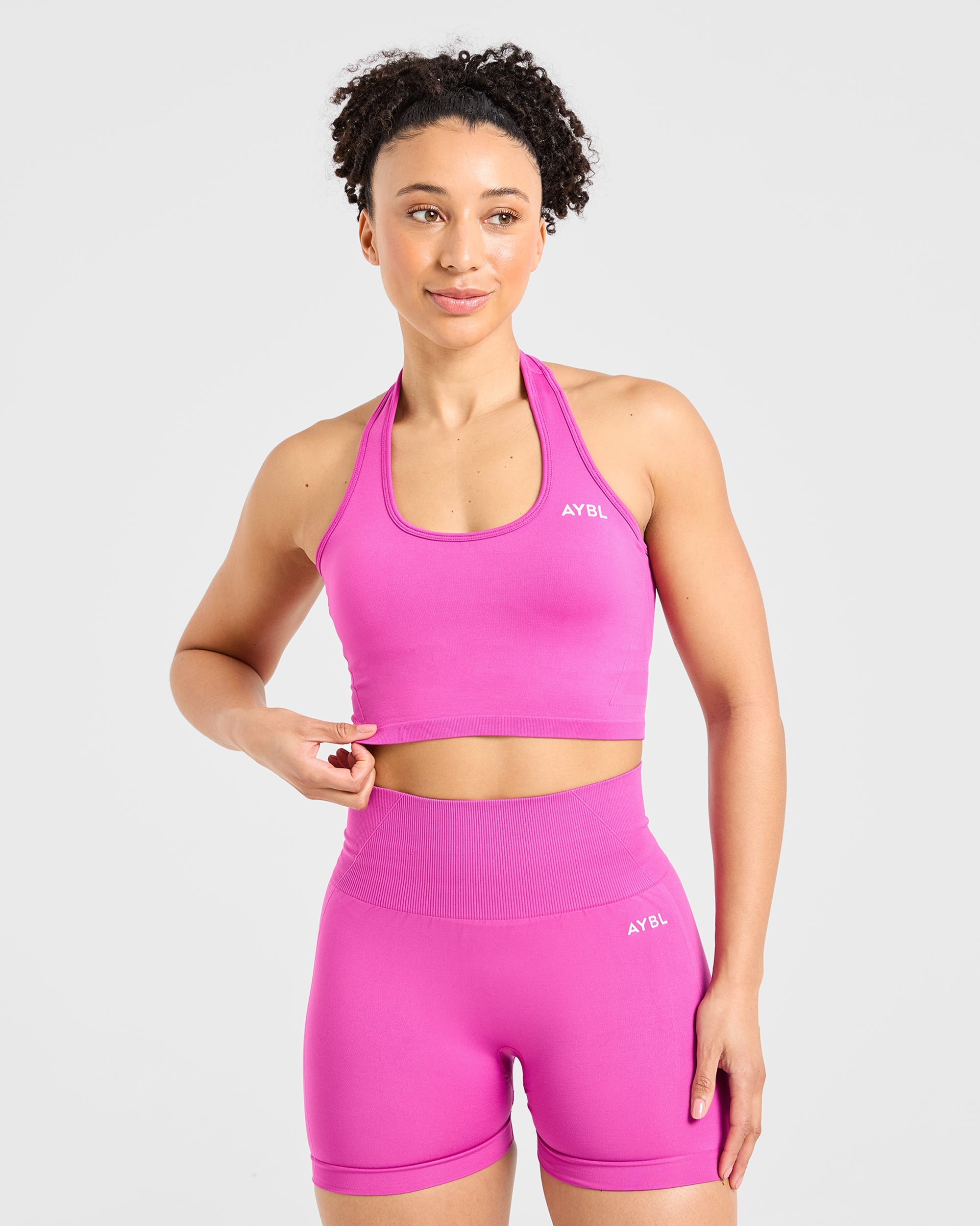 Empower Seamless Halterneck Crop Top - Magenta