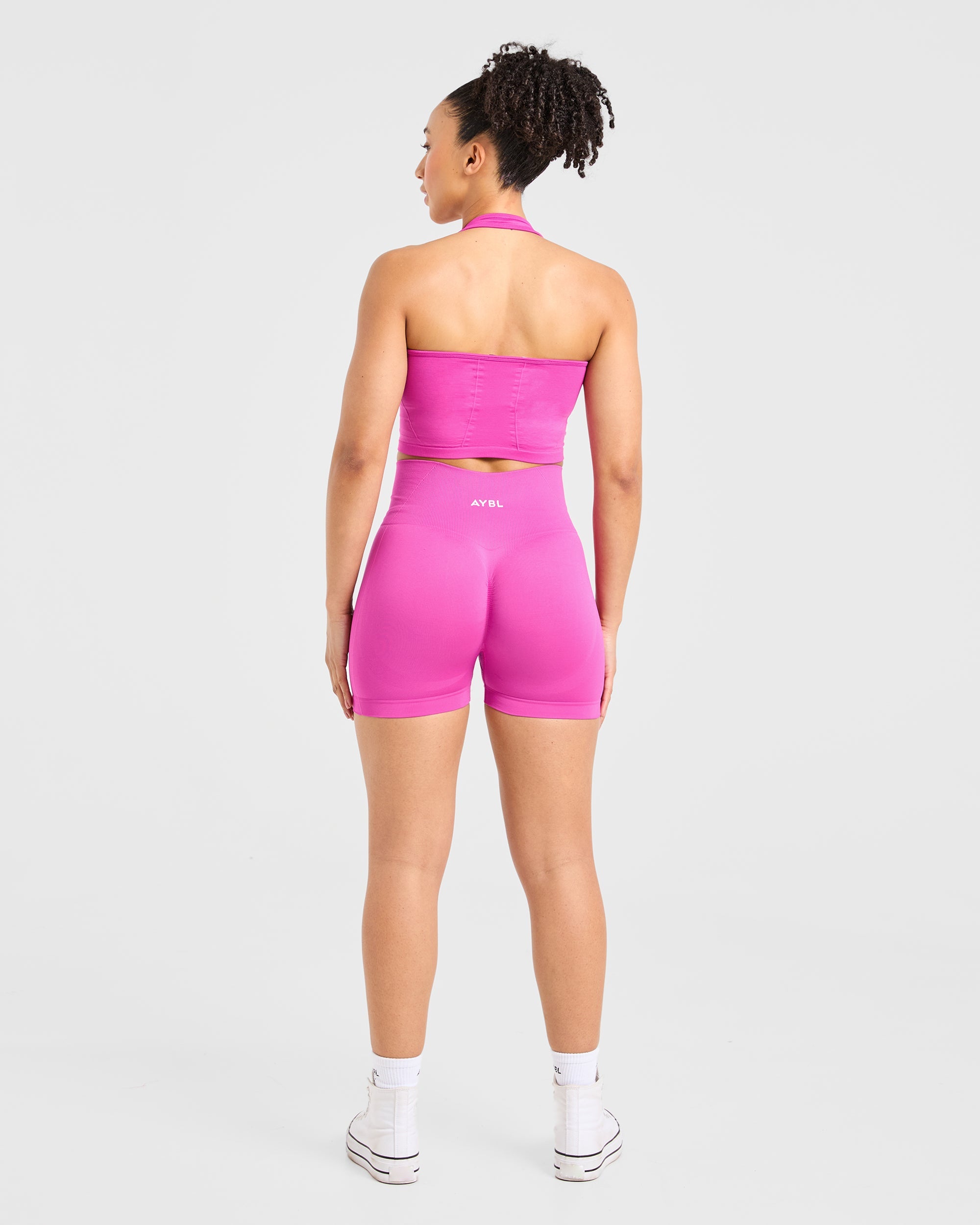 Empower Seamless Halterneck Crop Top - Magenta