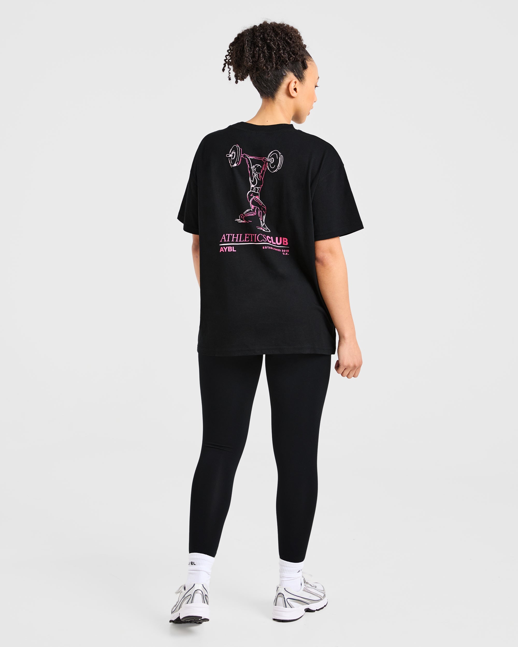 Power Lifting Illustration T Shirt - Black/Pink