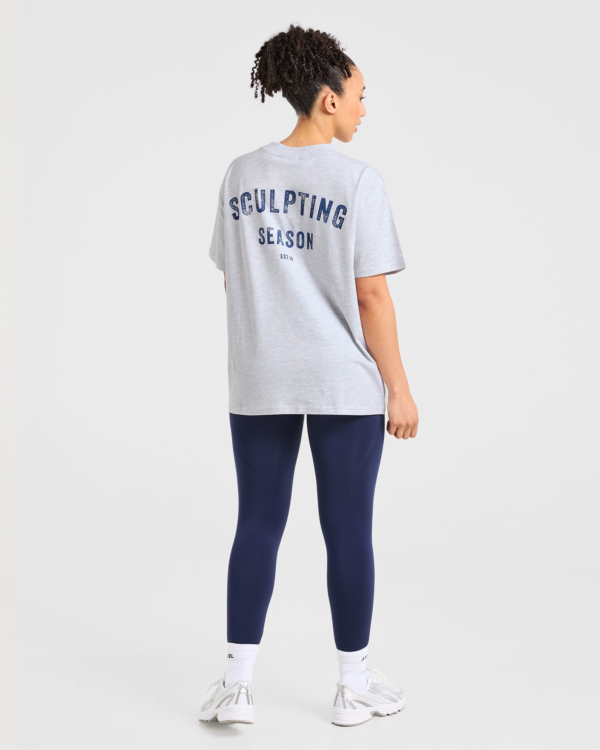 Sculpting Season Oversized T Shirt - Heather Grey/Navy