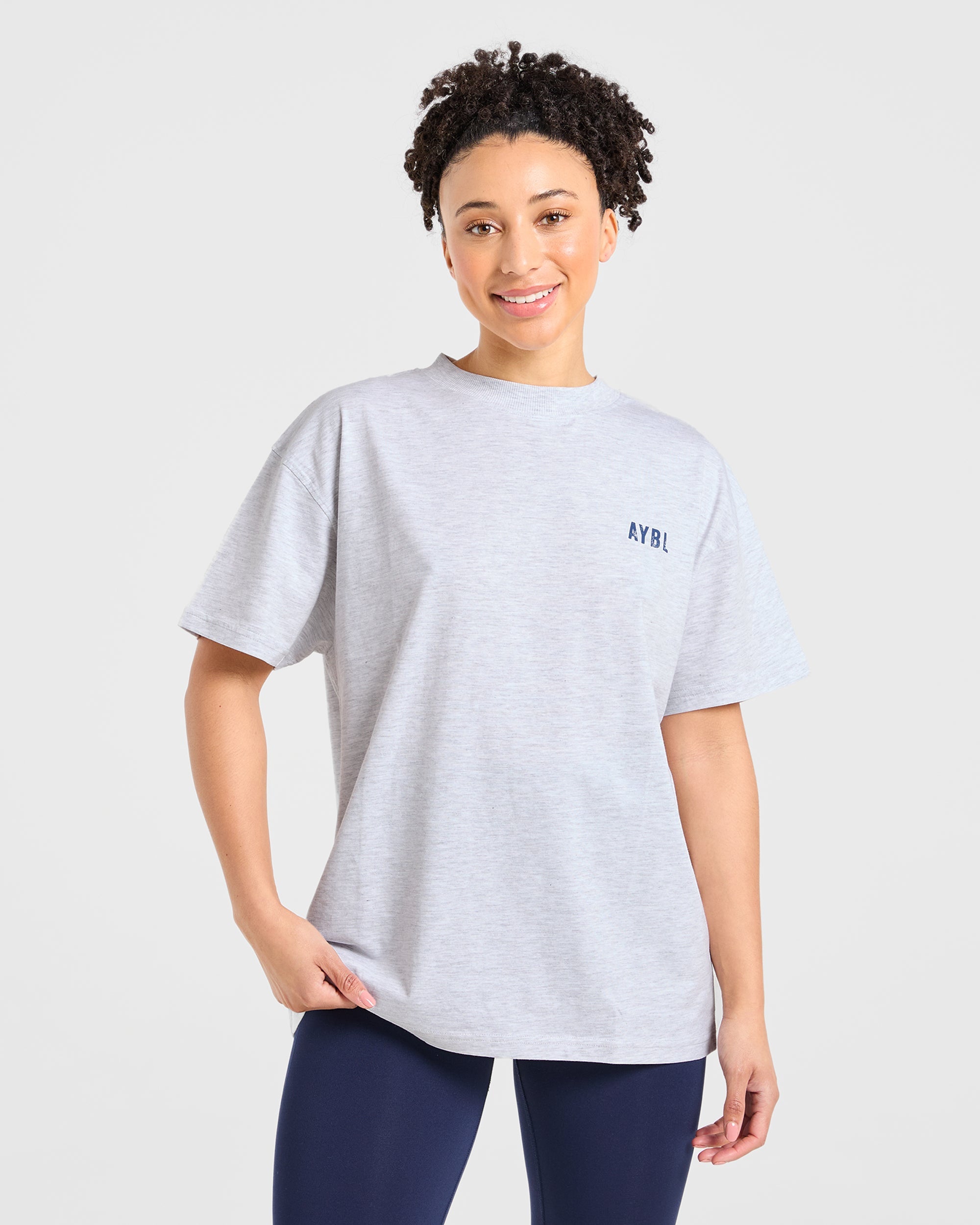 Sculpting Season Oversized T Shirt - Heather Grey/Navy