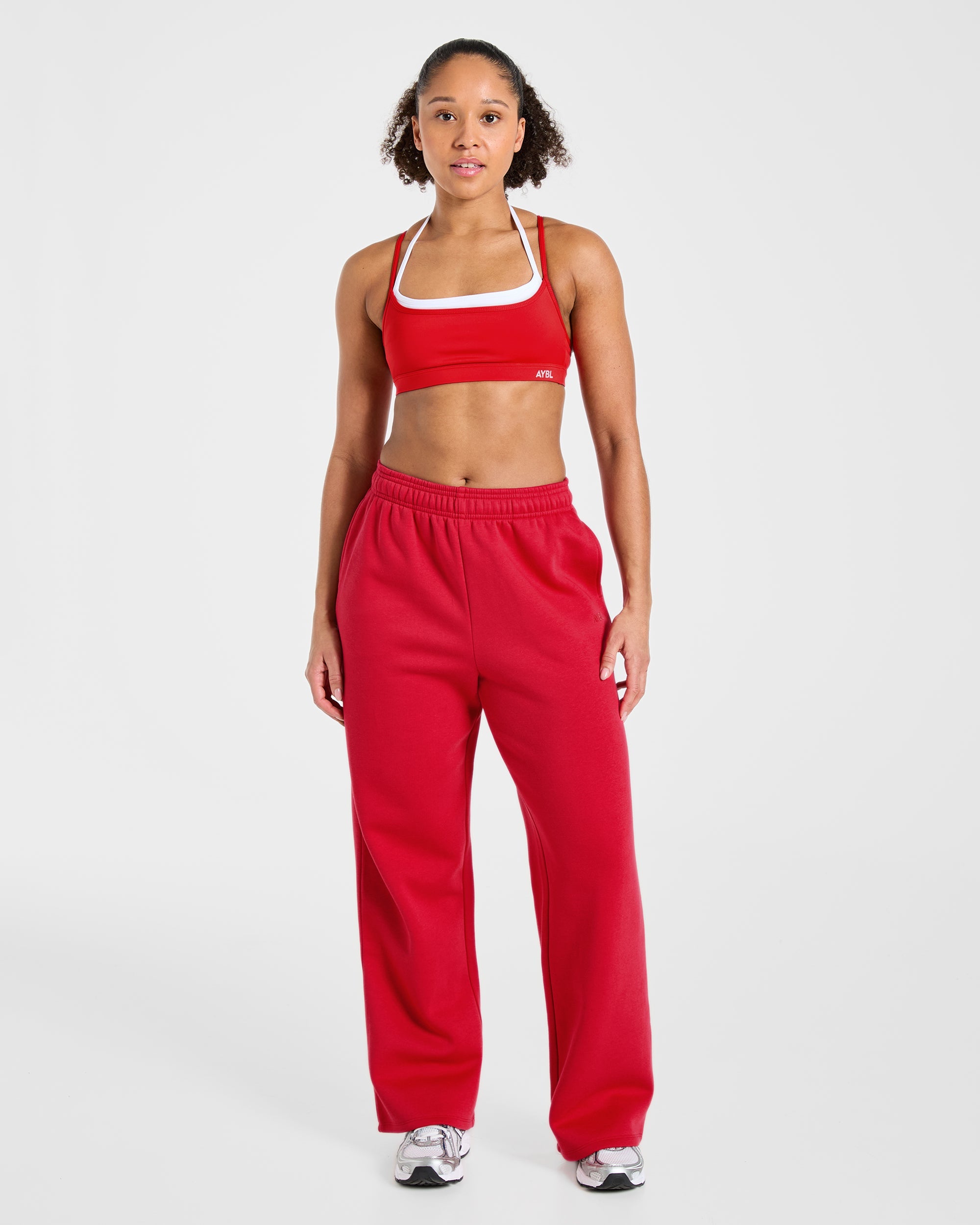Lifestyle Oversized Straight Leg Joggers - Red