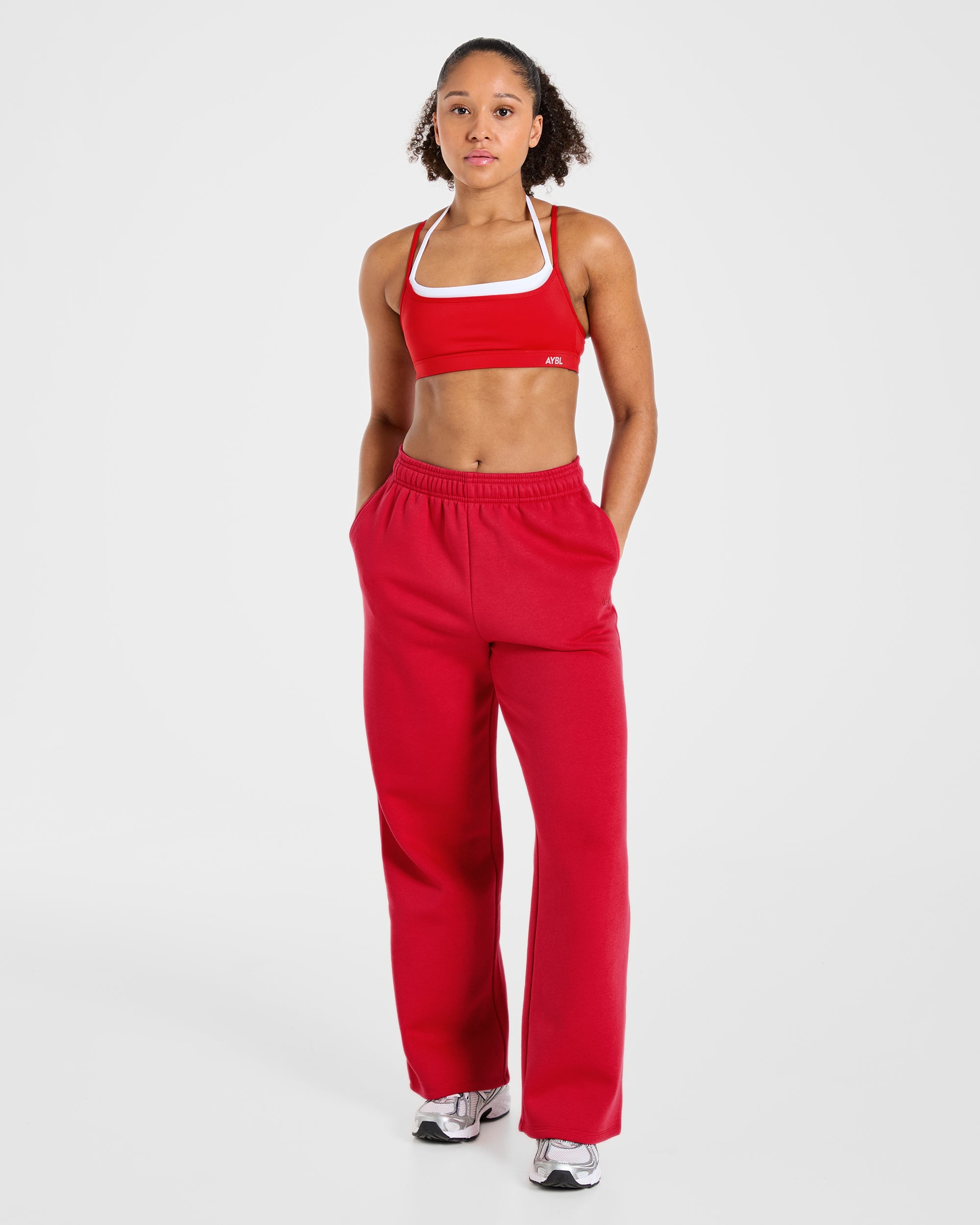 Lifestyle Oversized Straight Leg Joggers - Red