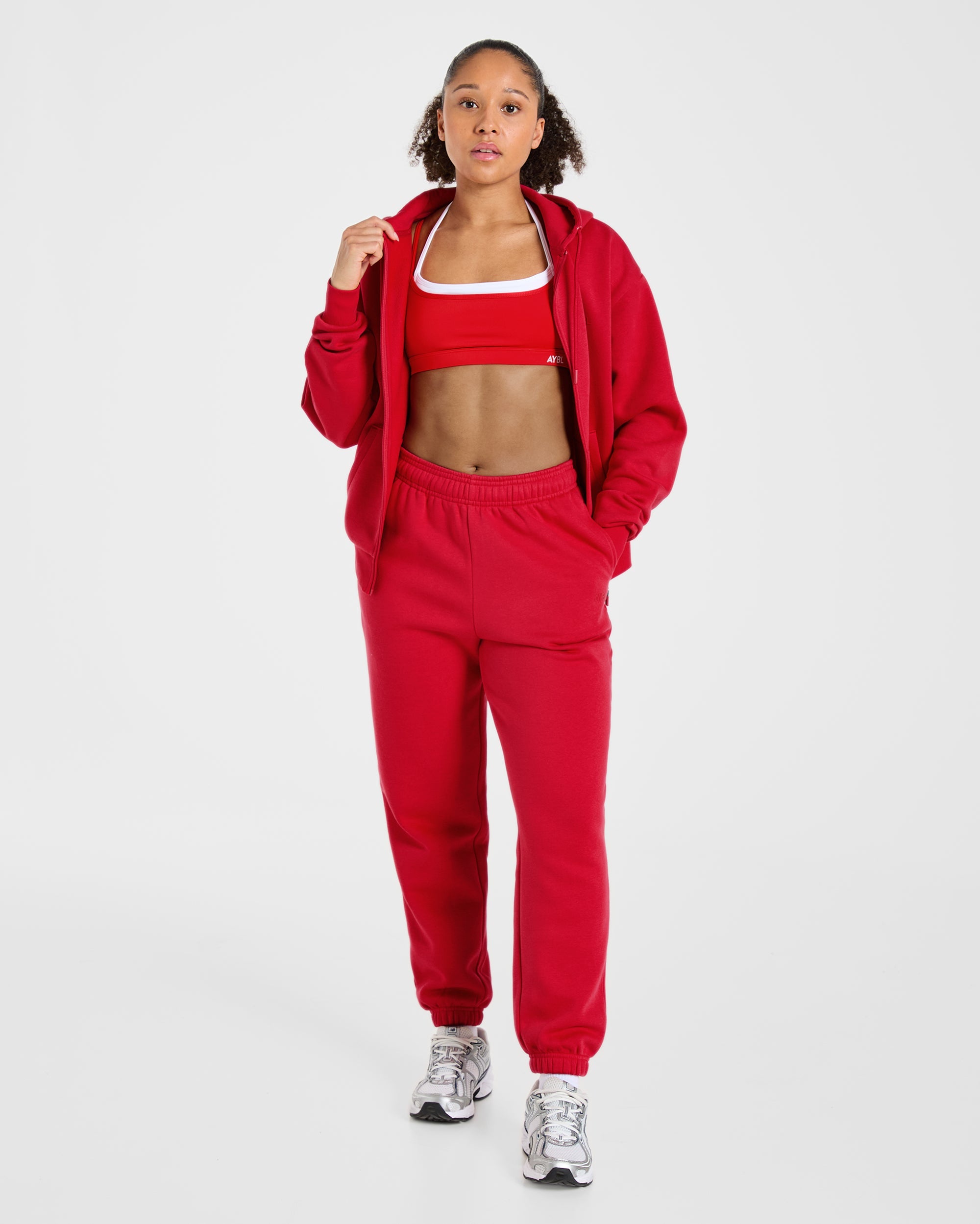 Lifestyle Oversized Zip Up Hoodie - Red