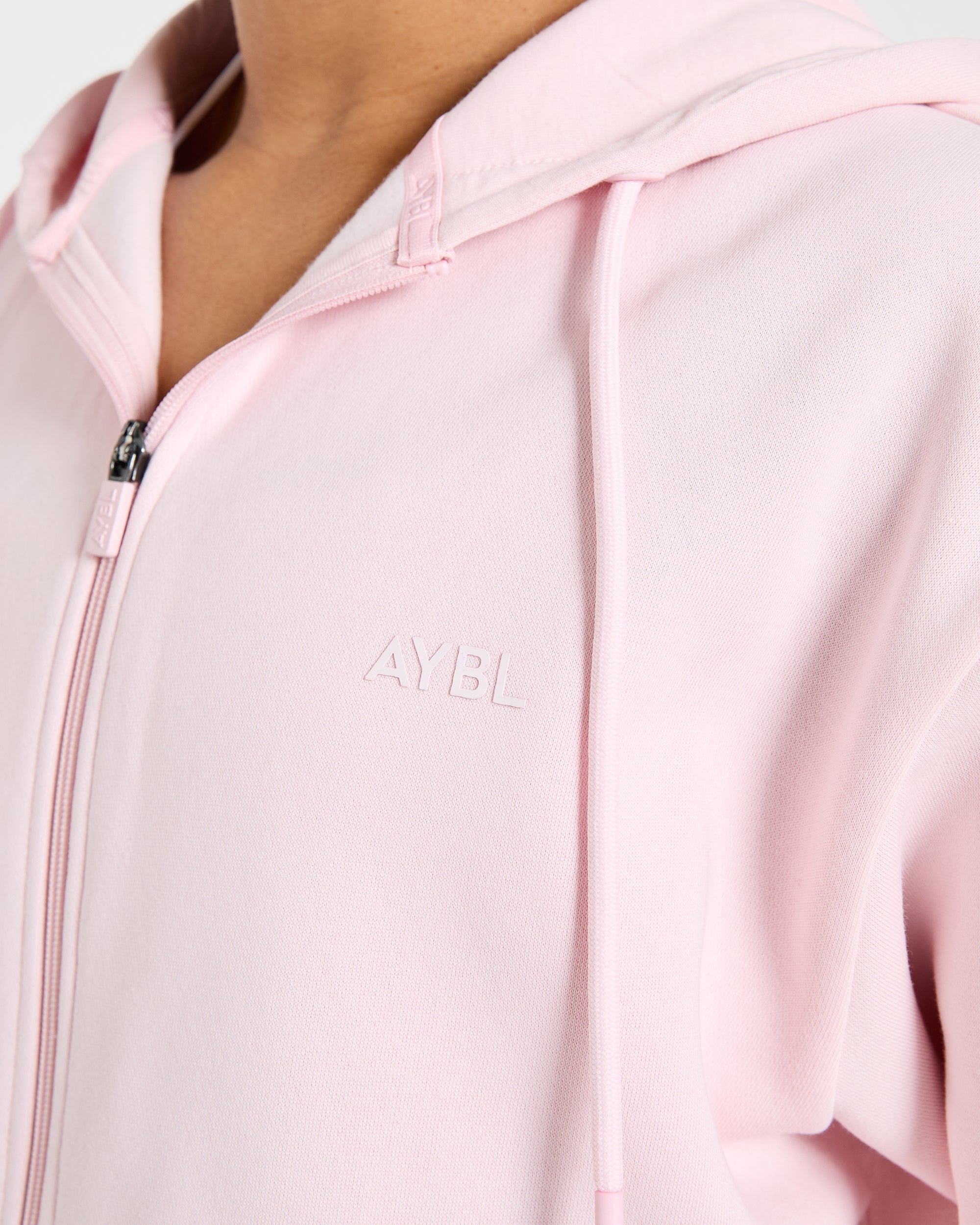 Lifestyle Oversized Zip Up Hoodie - Pastel Pink