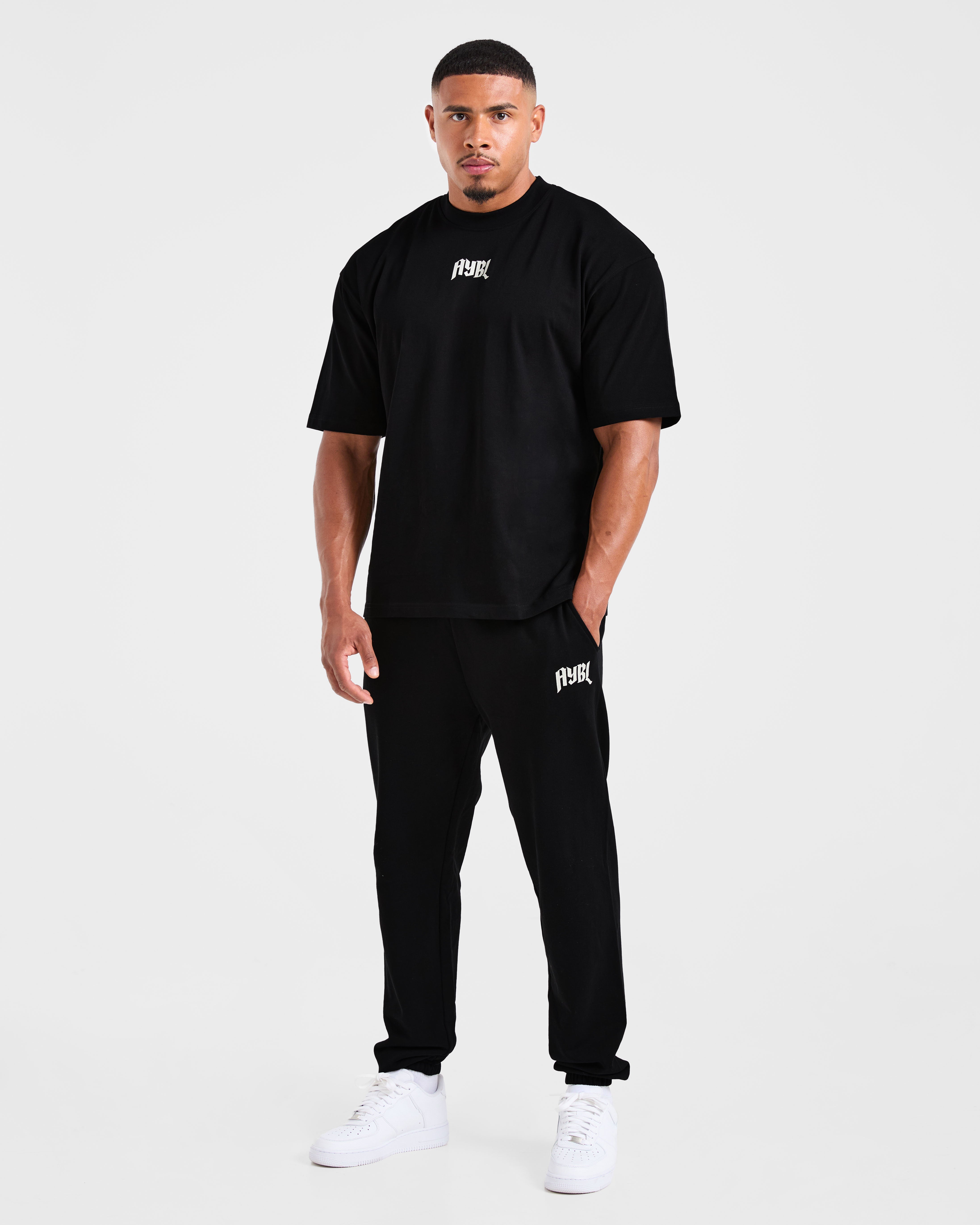 Lifting Club Gothic Oversized T Shirt - Black/Off White