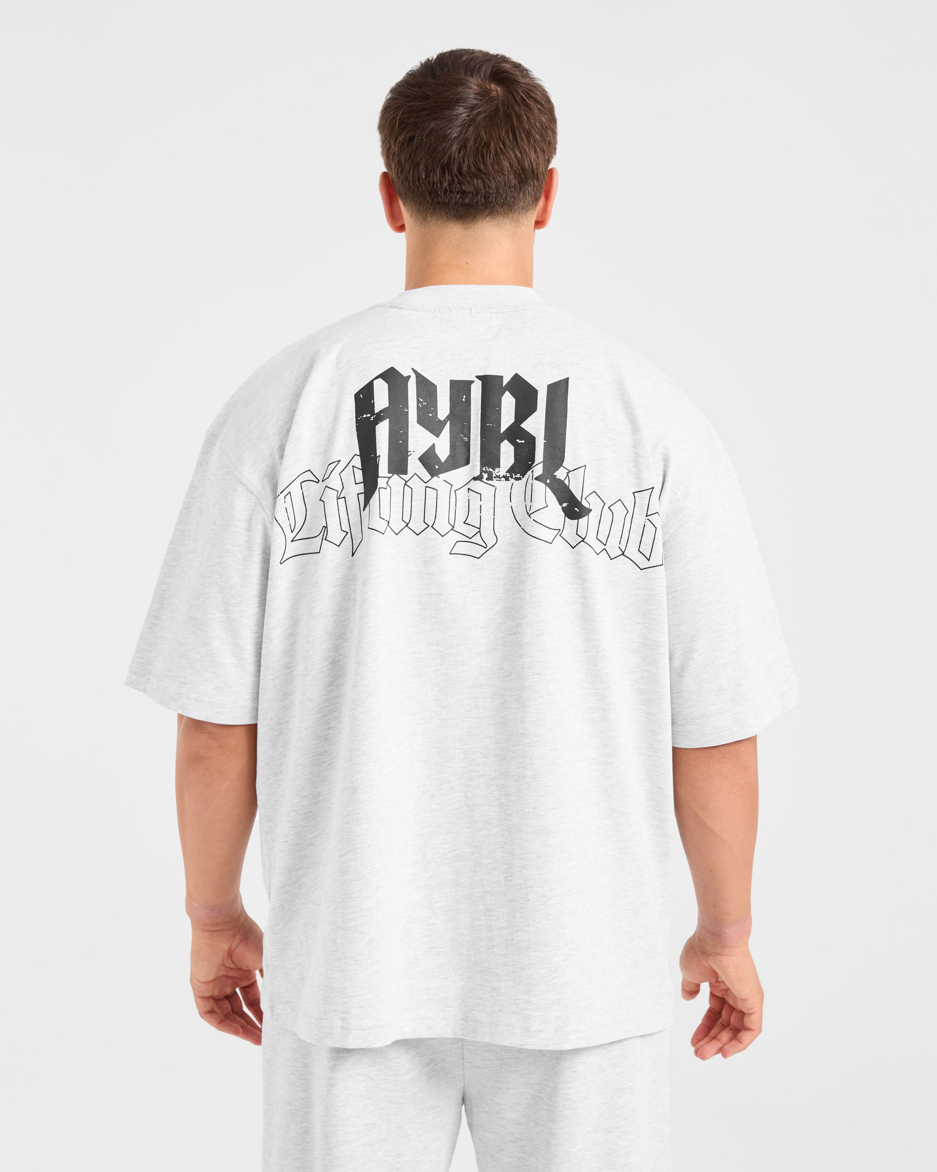 Lifting Club Gothic Oversized T Shirt - Grey Marl