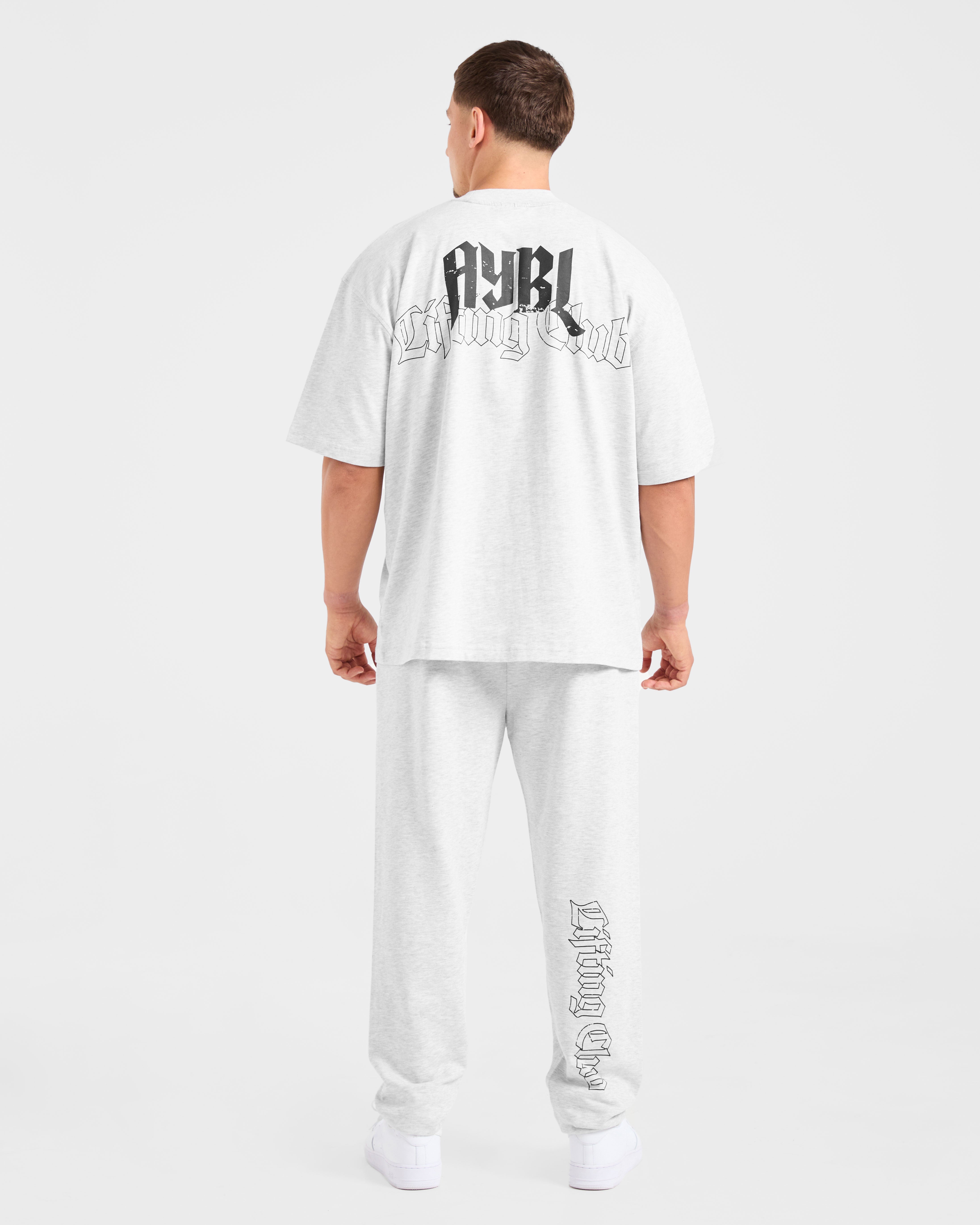 Lifting Club Gothic Oversized T Shirt - Grey Marl