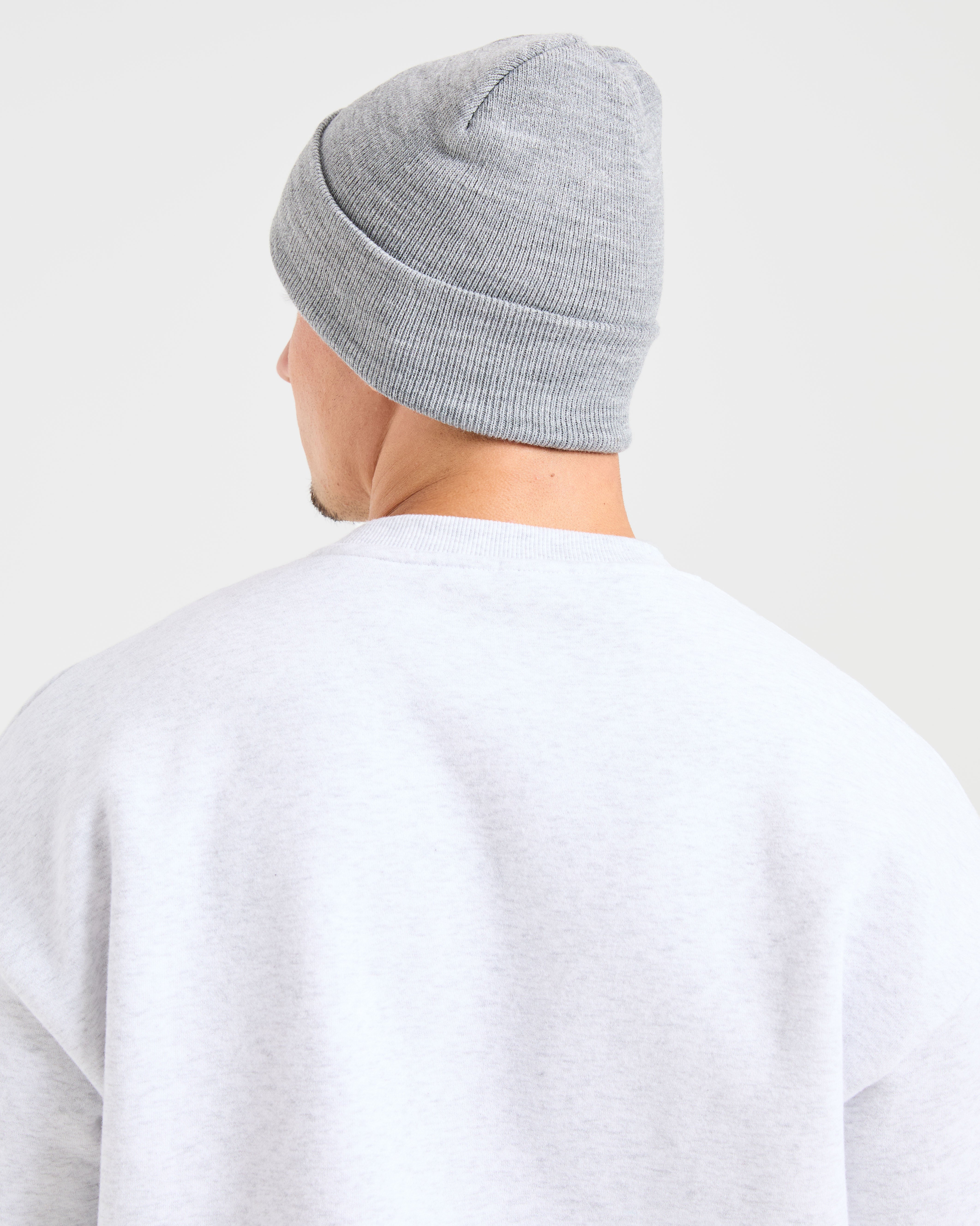 Embroidered Beanie - Grey Marl
