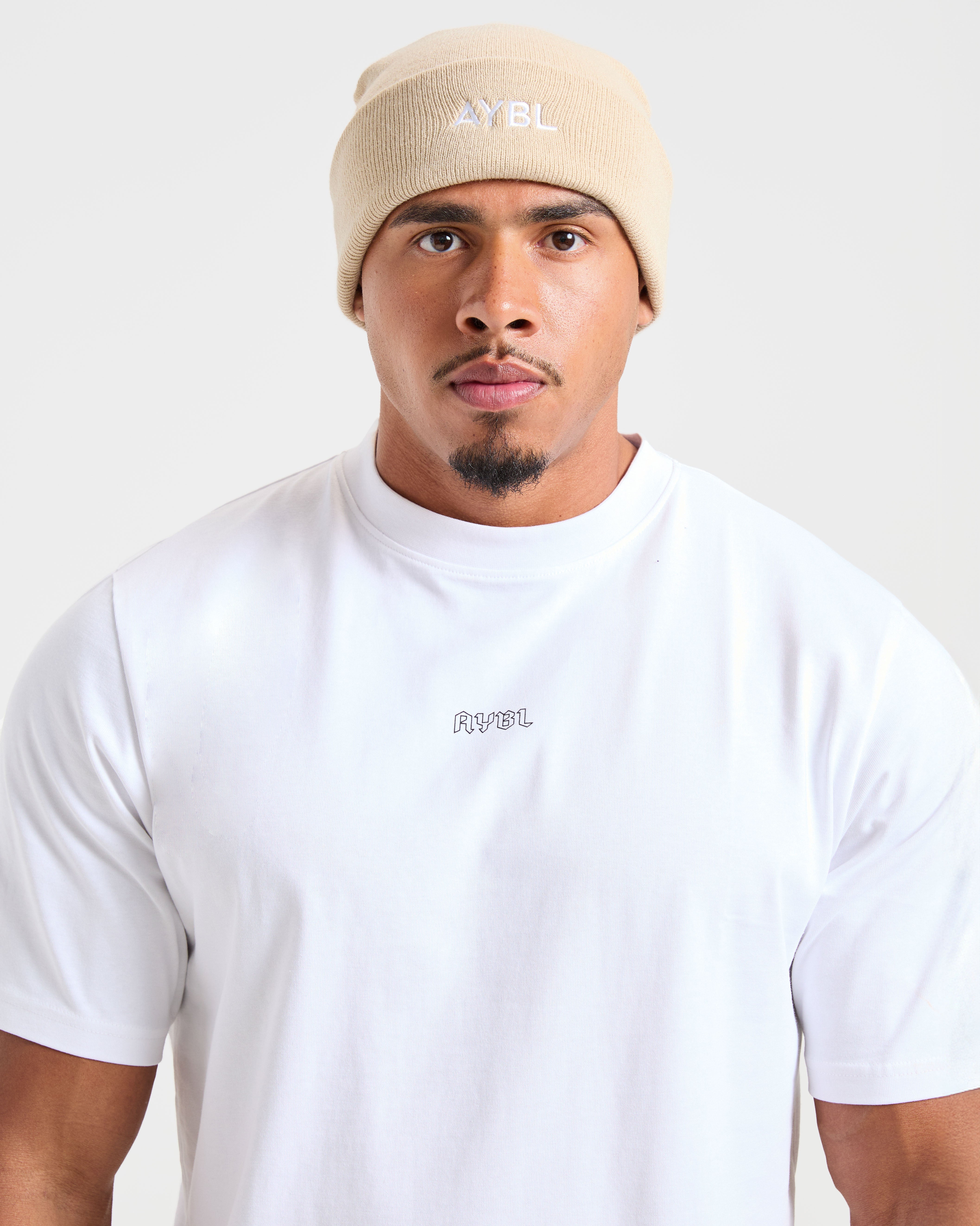 Embroidered Beanie - Beige