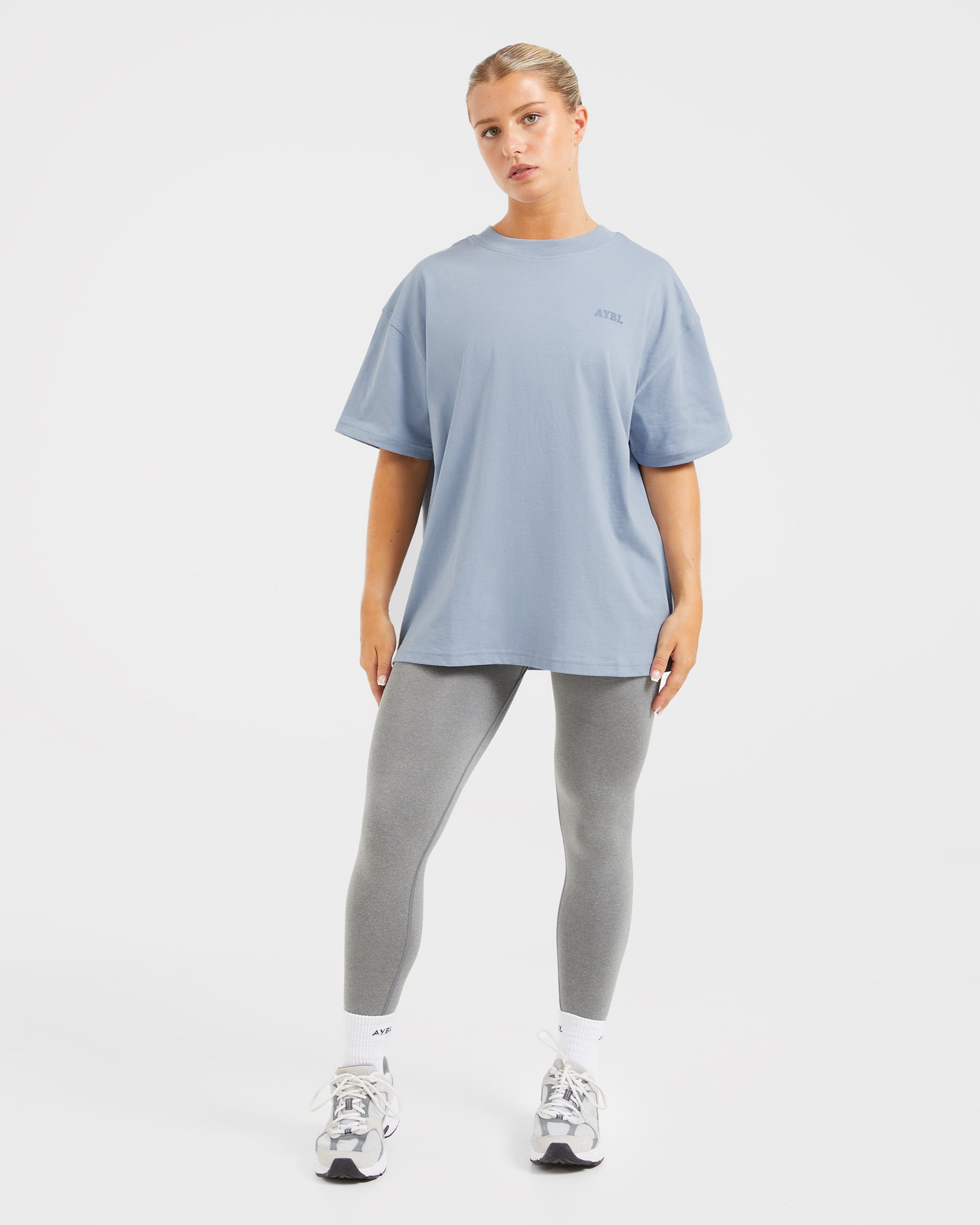 Sports Club Wavy Oversized T Shirt - Dusty Blue