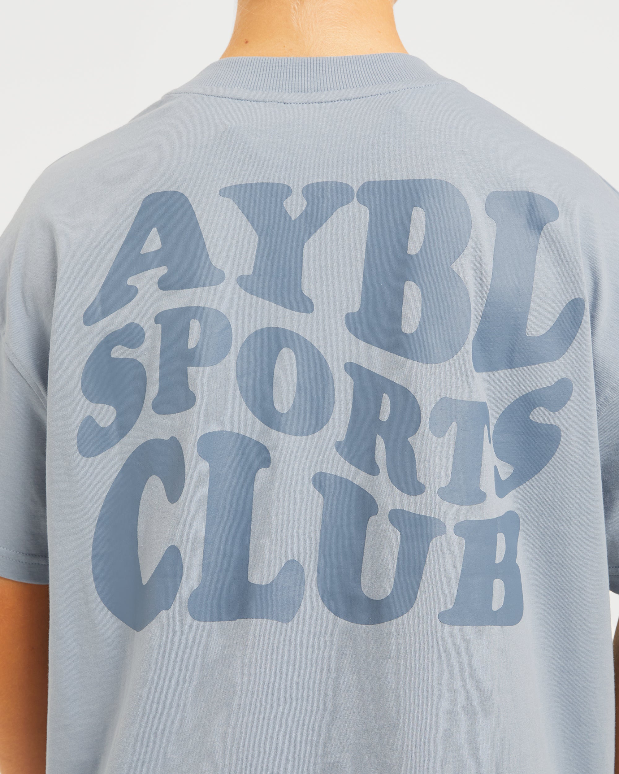 Sports Club Wavy Oversized T Shirt - Dusty Blue