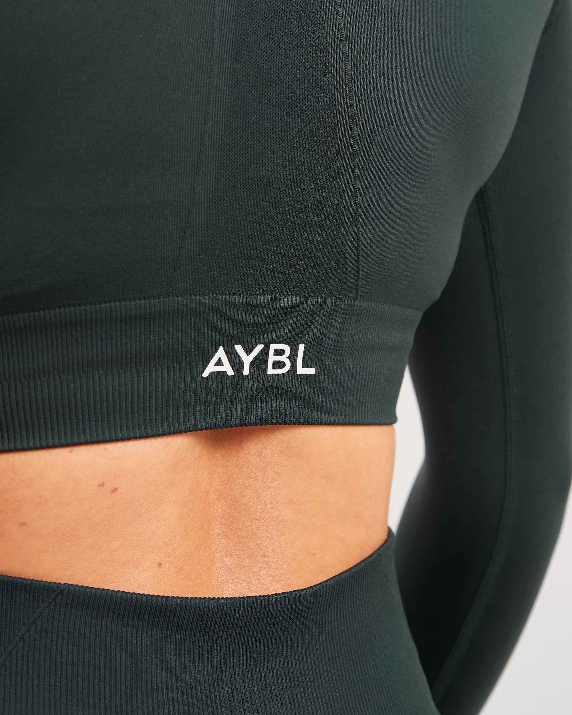 Empower Seamless Long Sleeve Crop Top - Dark Green