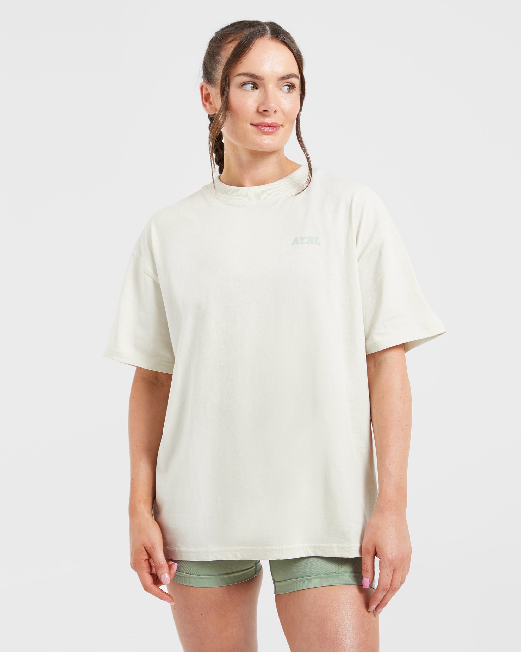 Sports Club Wavy Oversized T Shirt - Off White/Green