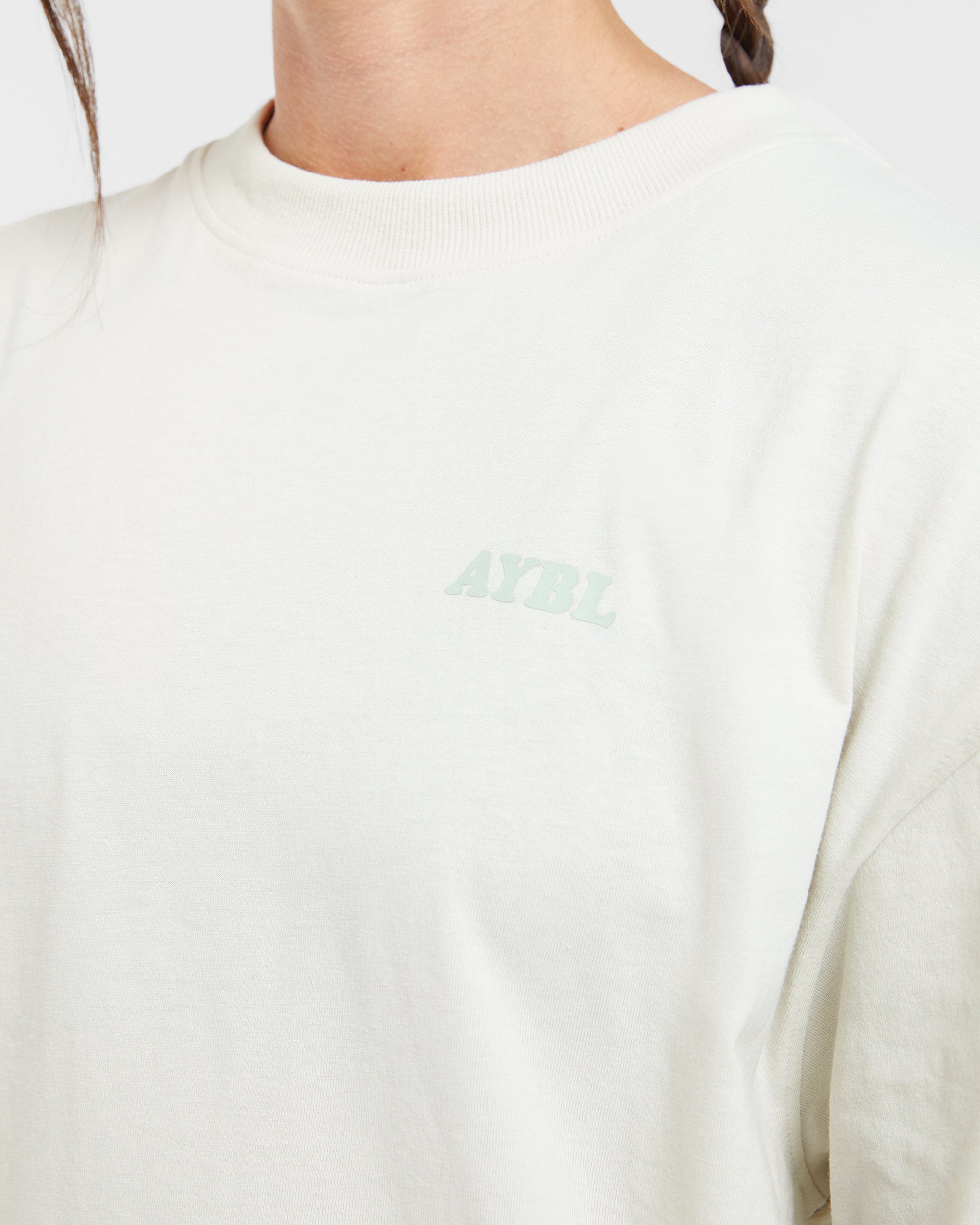 Sports Club Wavy Oversized T Shirt - Off White/Green