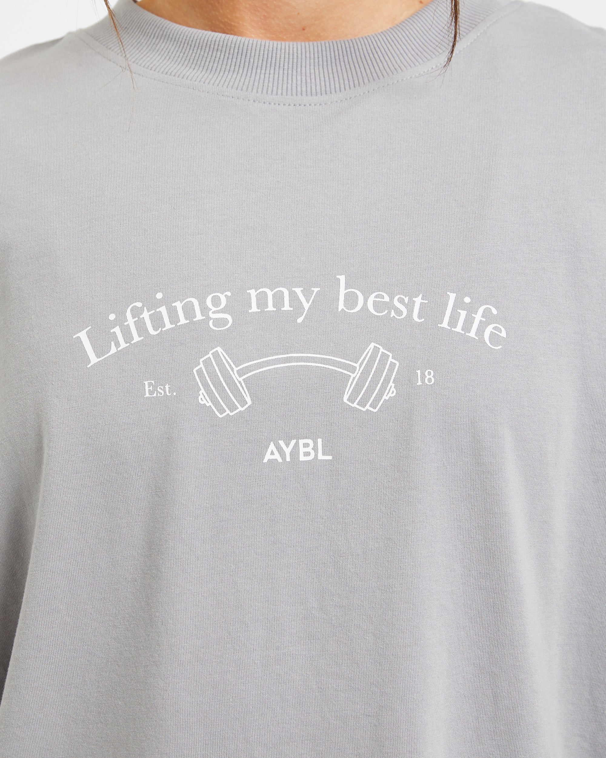 Lifting My Best Life Oversized T Shirt - Grey