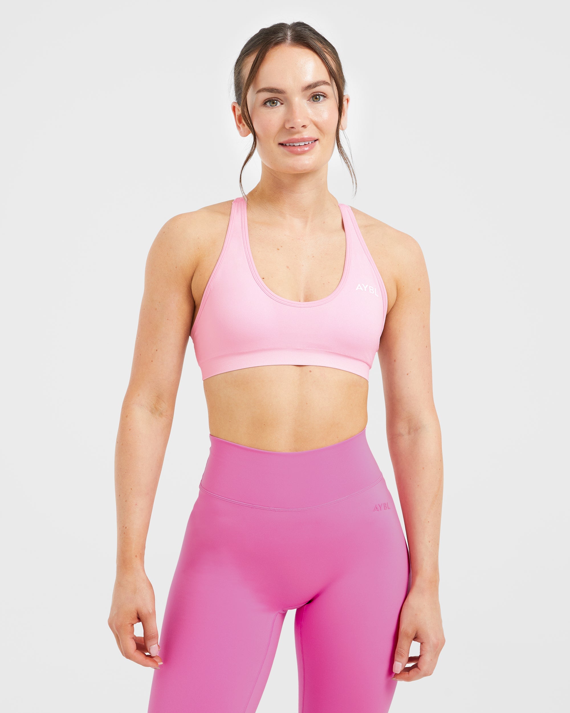 Essential Seamless Racer Back Sports Bra - Baby Pink