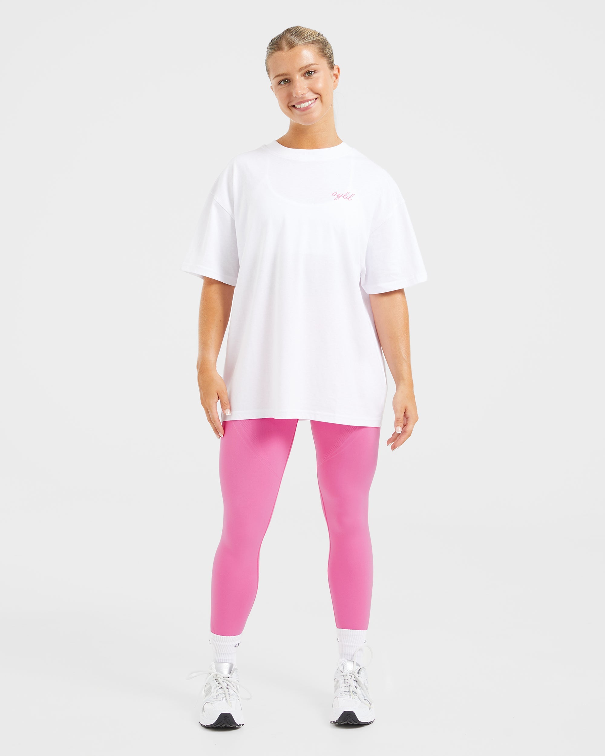 Manifest Oversized T Shirt - White/Pink