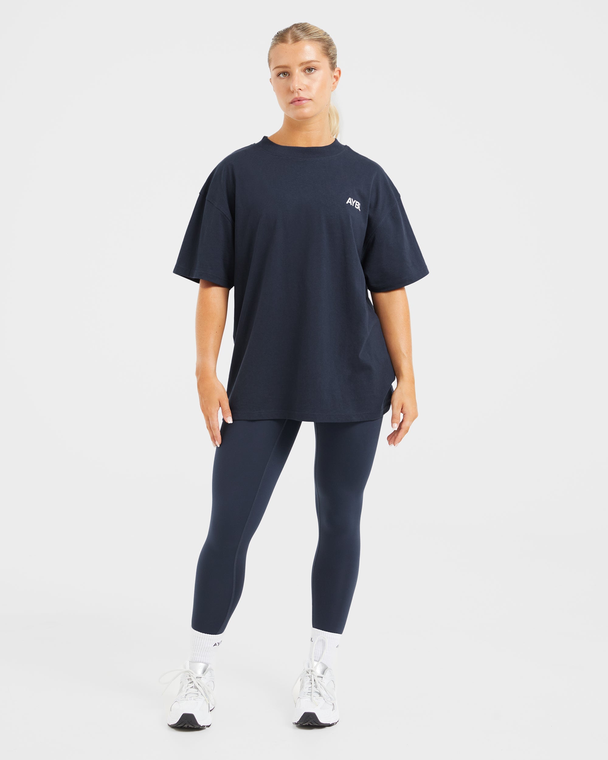 AYBL Sports Club Oversized T Shirt - Navy/Off White