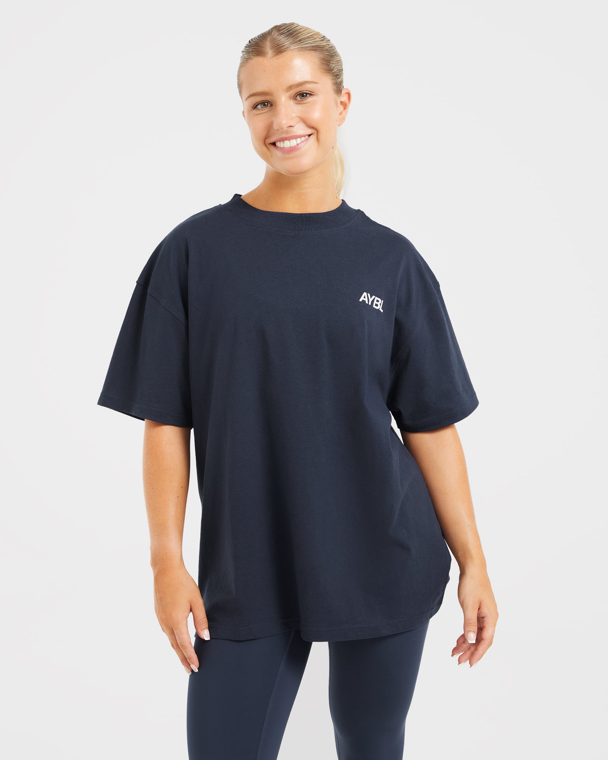 AYBL Sports Club Oversized T Shirt - Navy/Off White