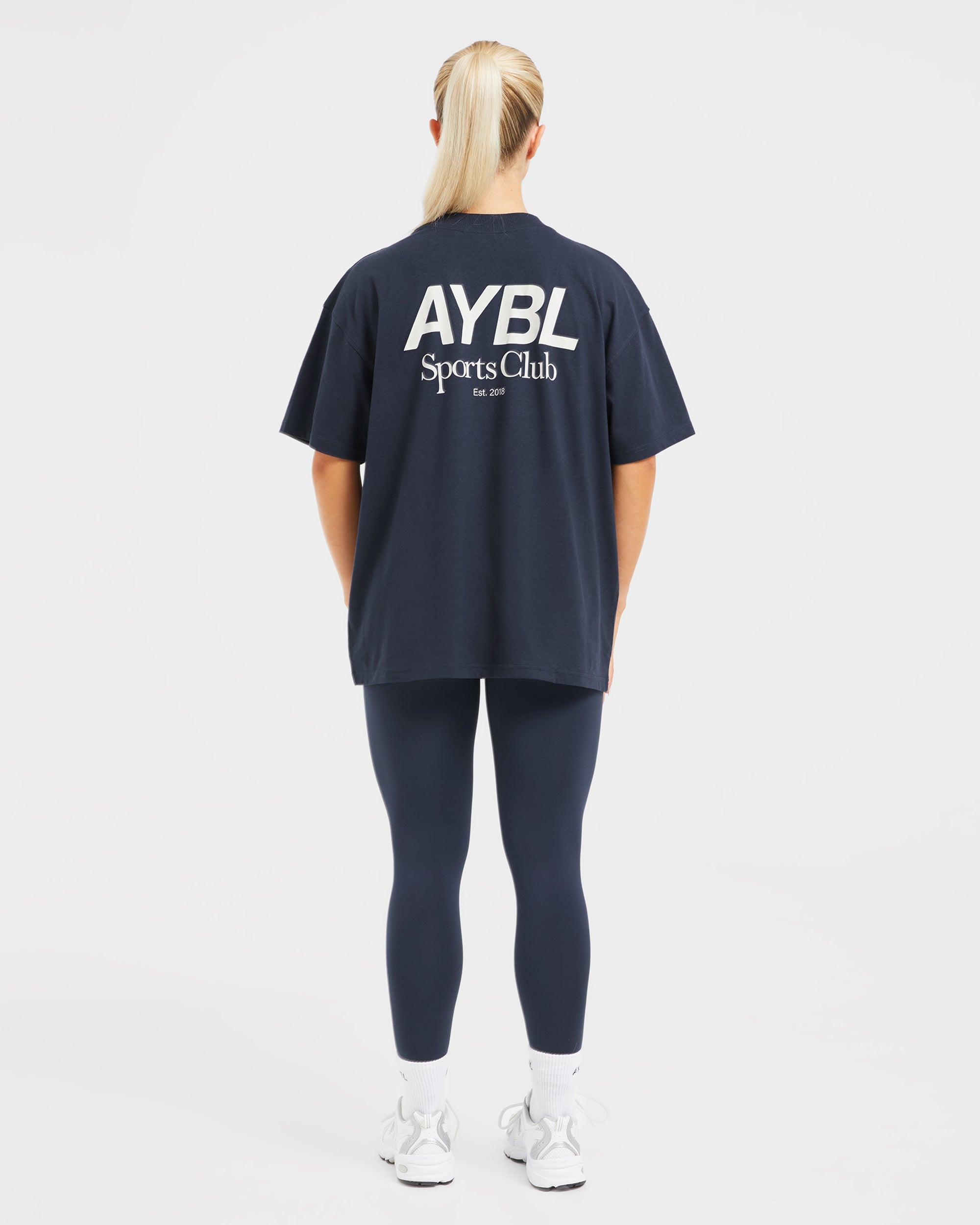 AYBL Sports Club Oversized T Shirt - Navy/Off White