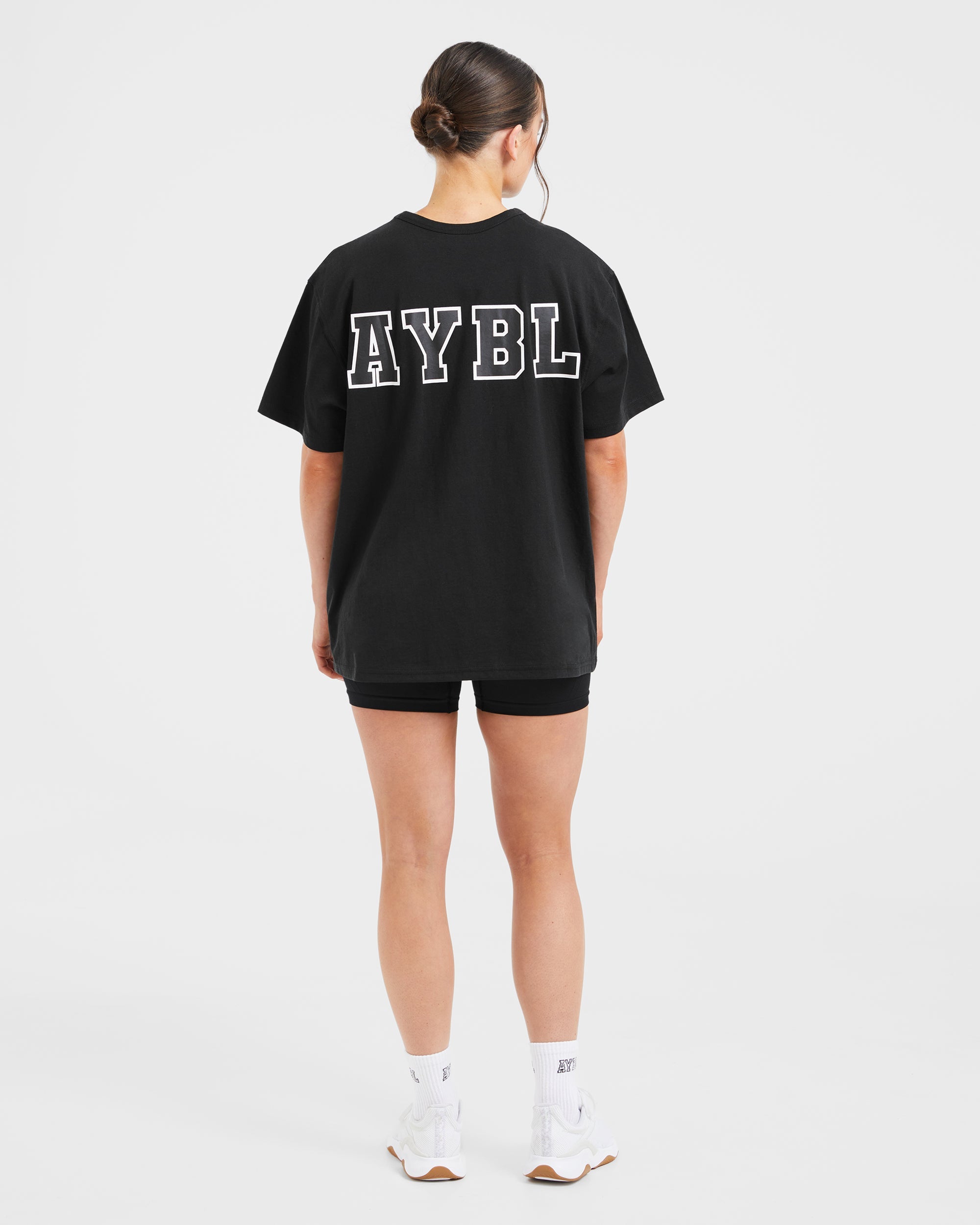 Varsity Statement Oversized T Shirt - Black