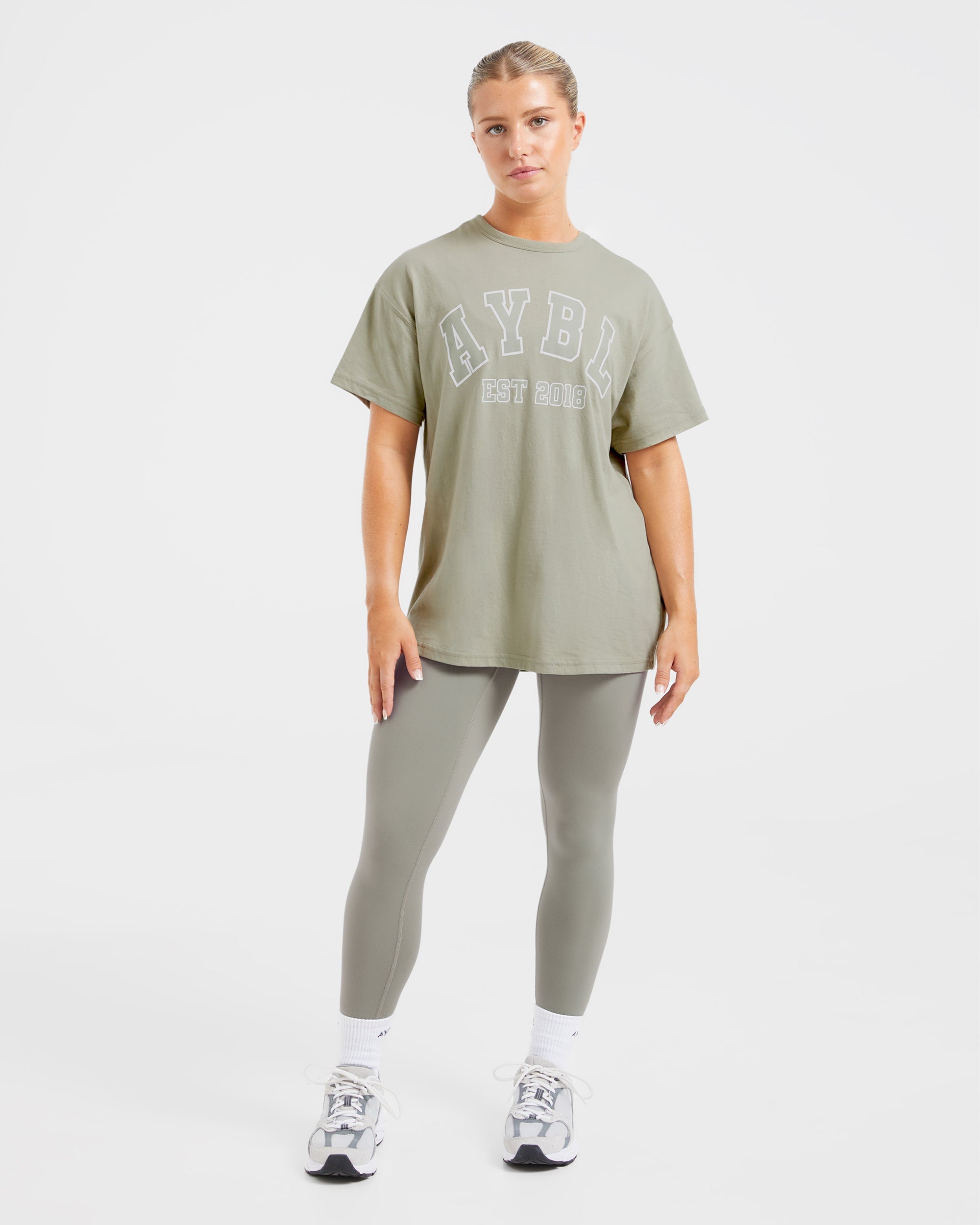 Varsity Oversized T Shirt - Olive Green