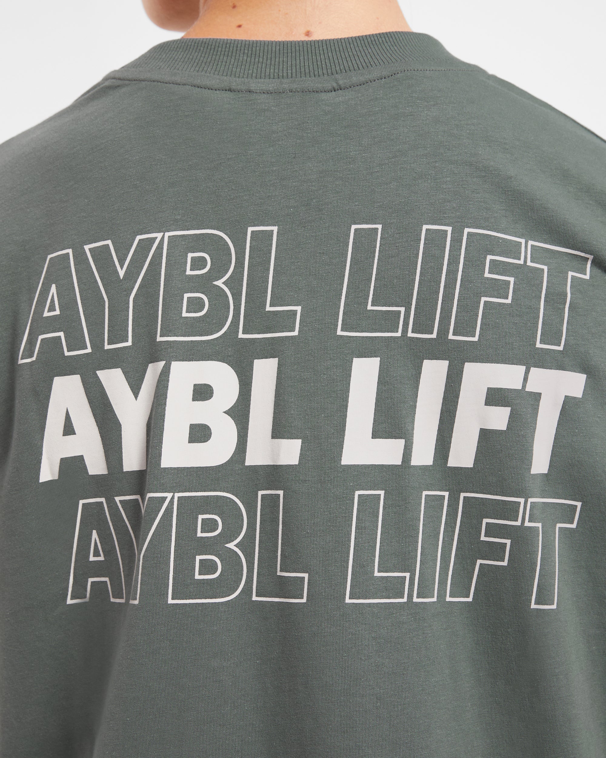 AYBL Lift Italic Oversized T Shirt - Green/Off White