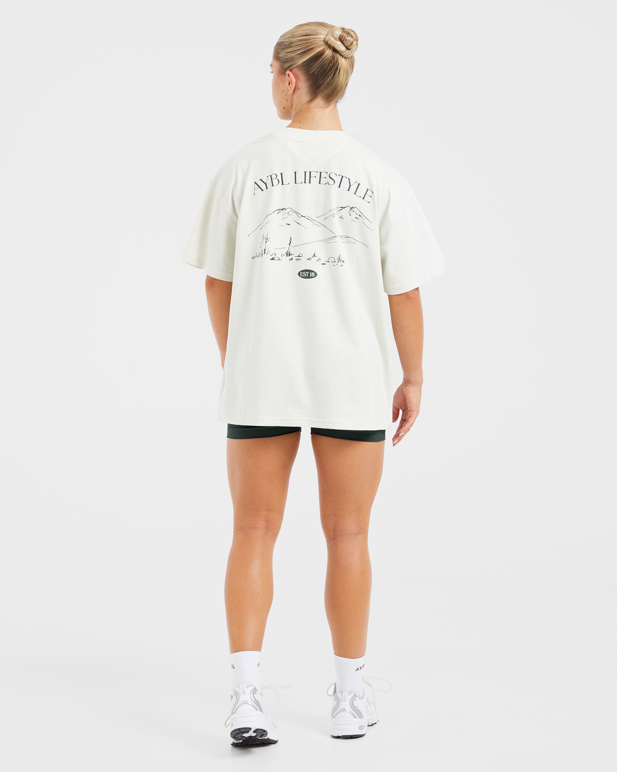 AYBL Lifestyle Oversized T Shirt - Off White/Forest