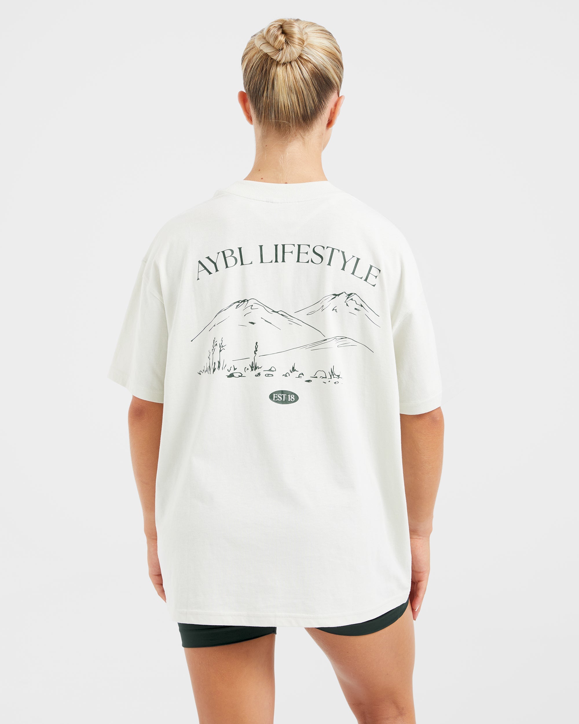 AYBL Lifestyle Oversized T Shirt - Off White/Forest