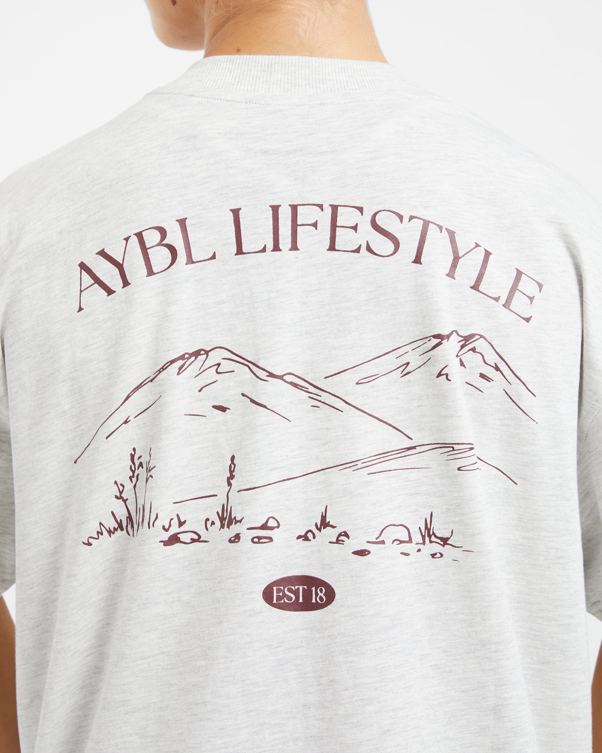 AYBL Lifestyle Oversized T Shirt - Heather Grey/Burgundy