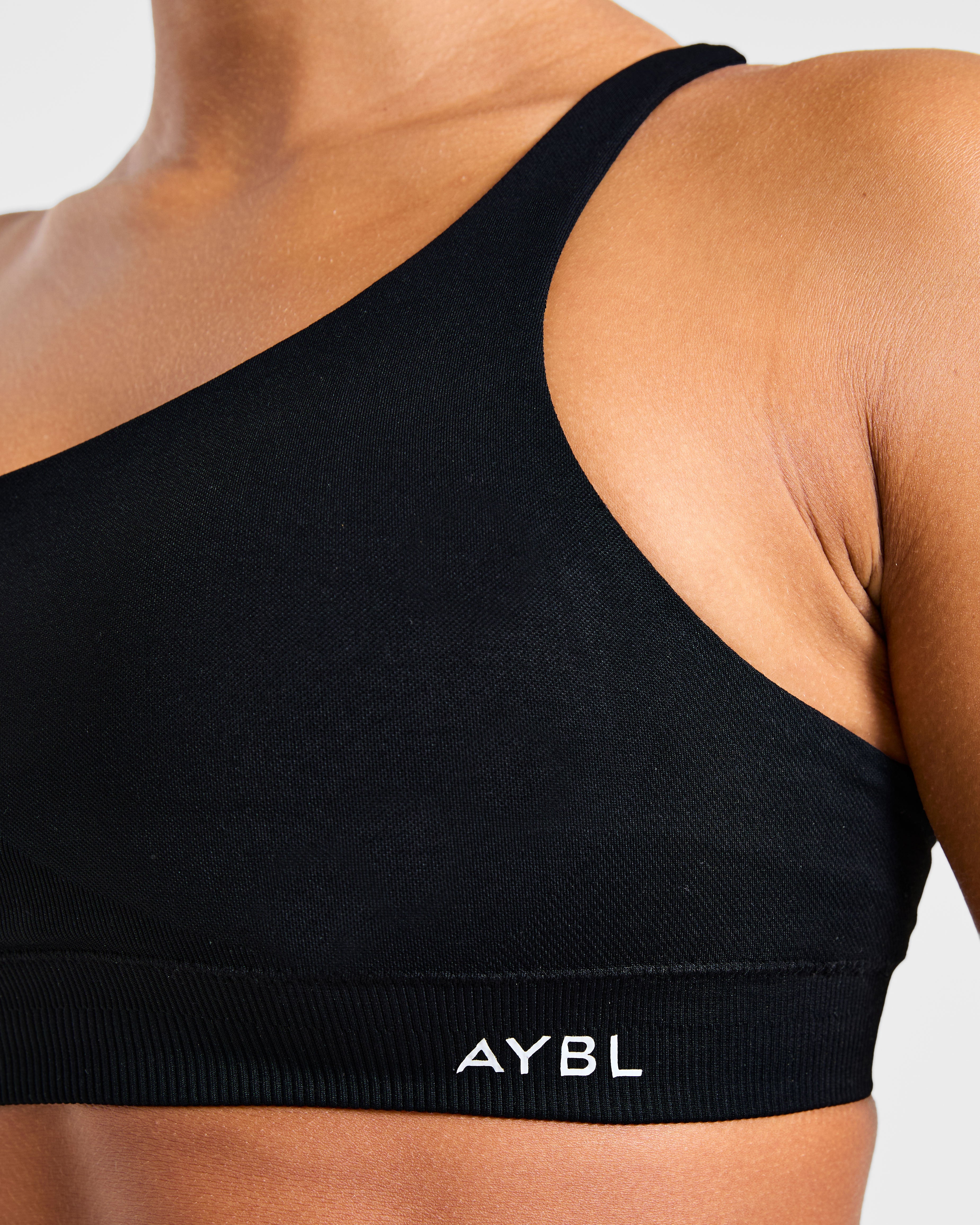 Enhance Seamless One Shoulder Sports Bra - Black