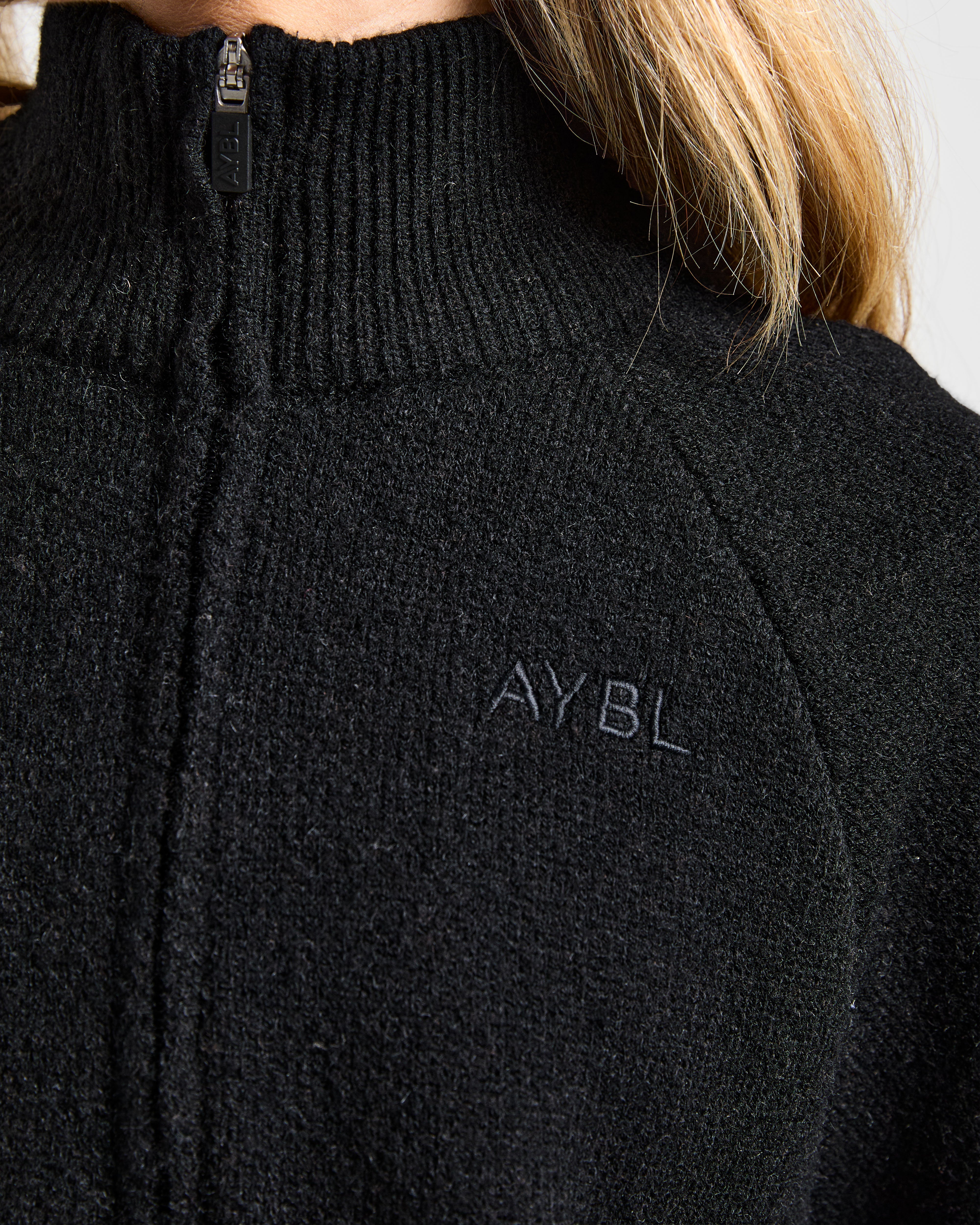 Soft Oversized Knitted 1/4 Zip - Black