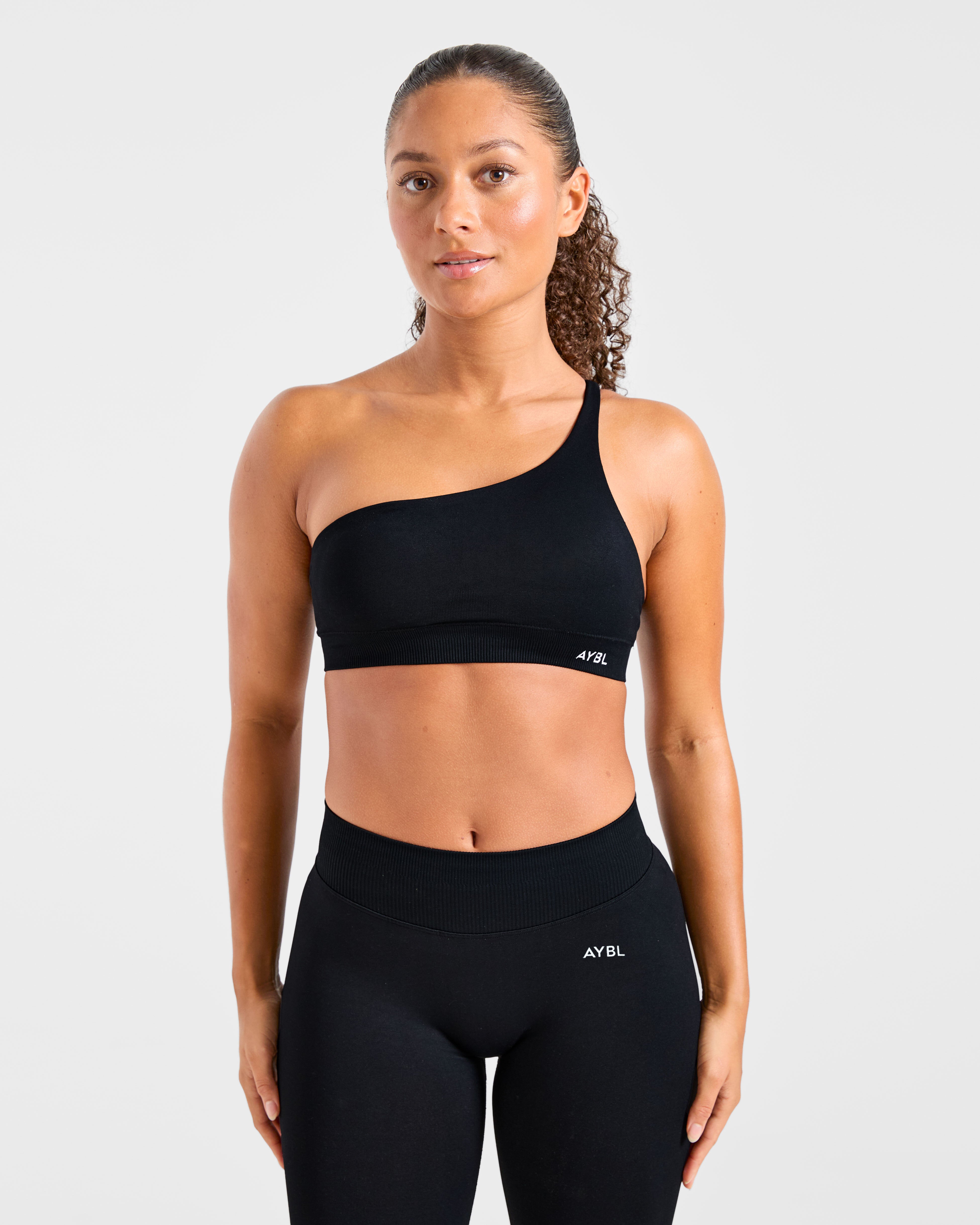 Enhance Seamless One Shoulder Sports Bra - Black