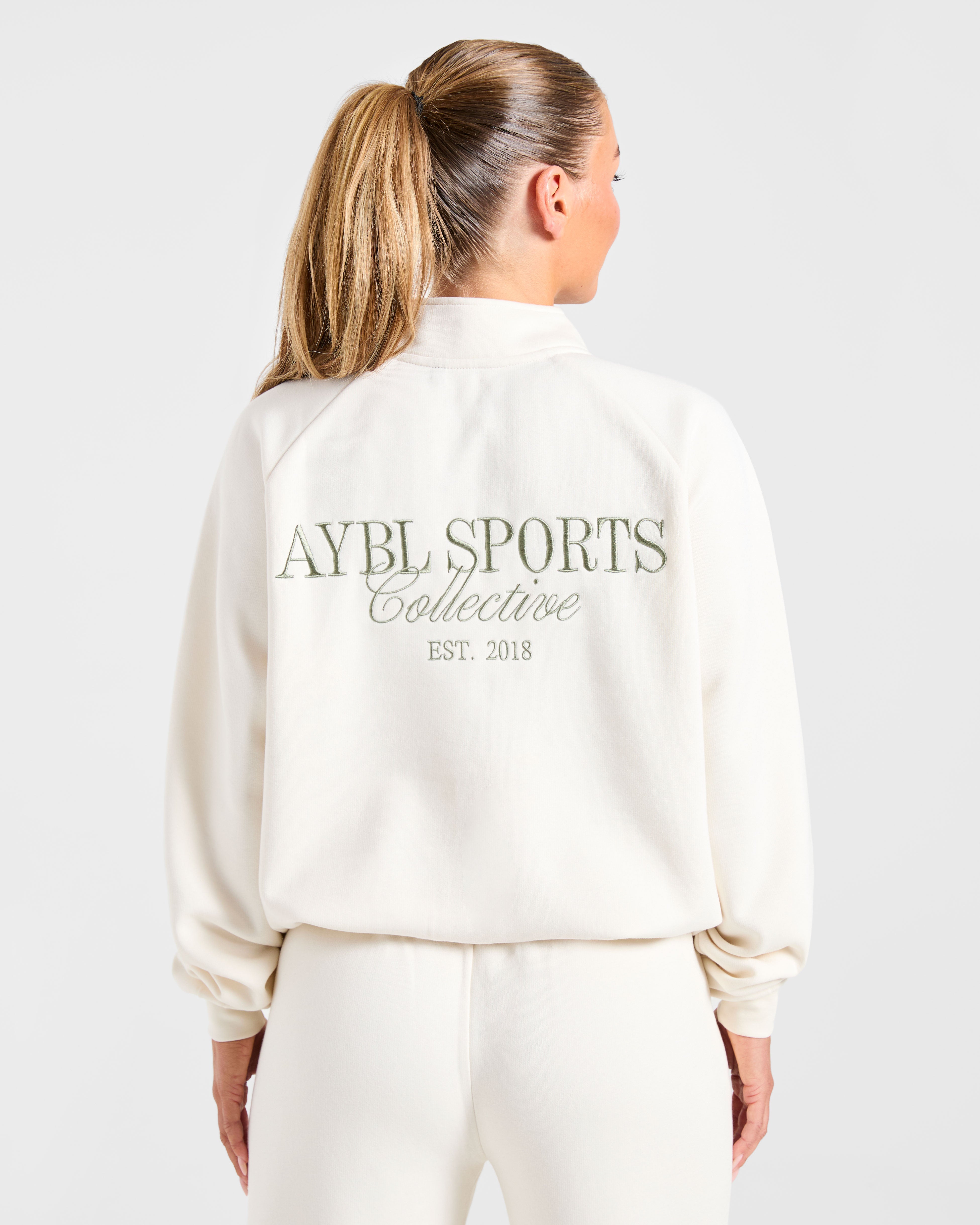 Sports Collective Oversized 1/4 Zip Pullover - Off White/Green