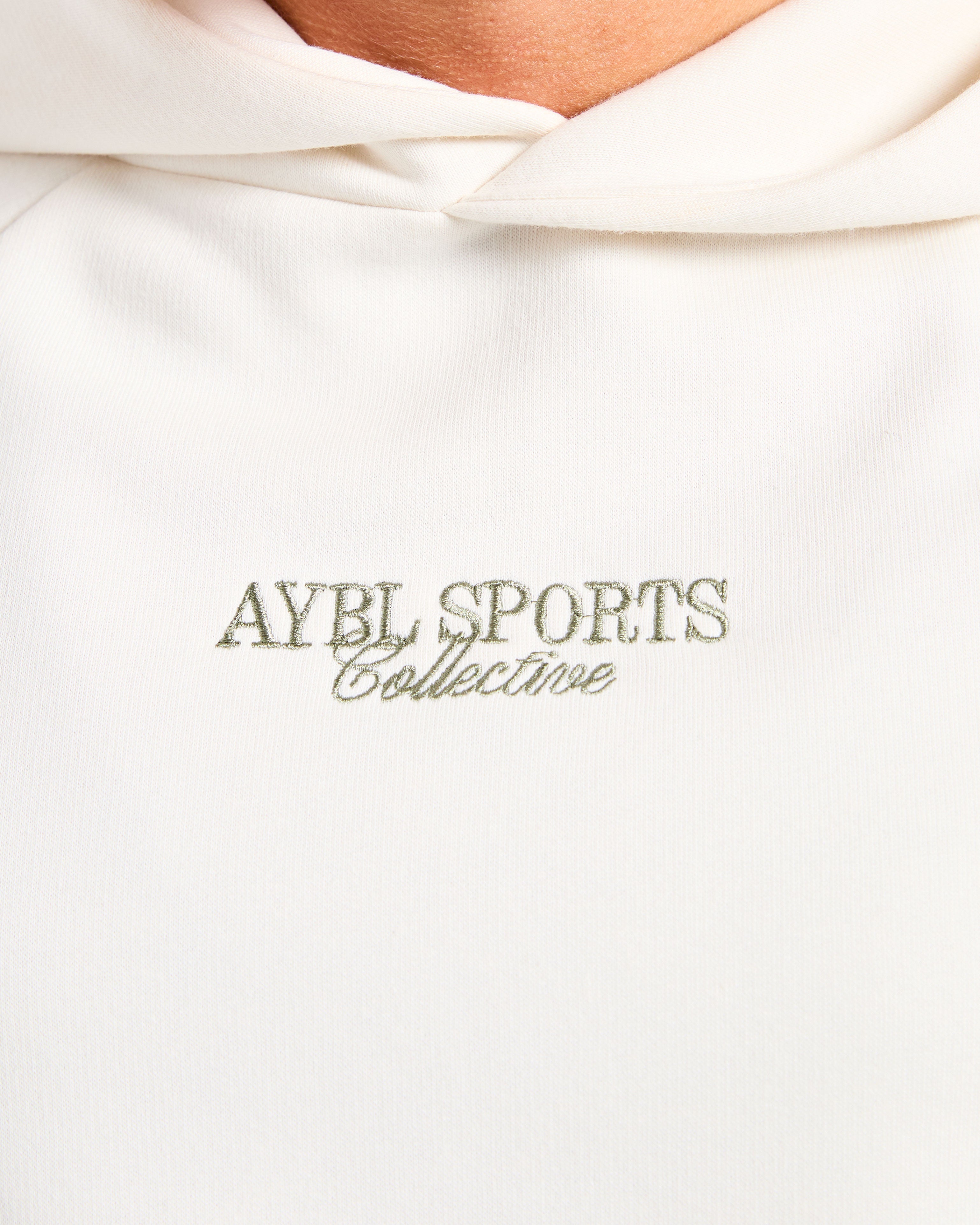 Sports Collective Oversized Hoodie - Off White/Green